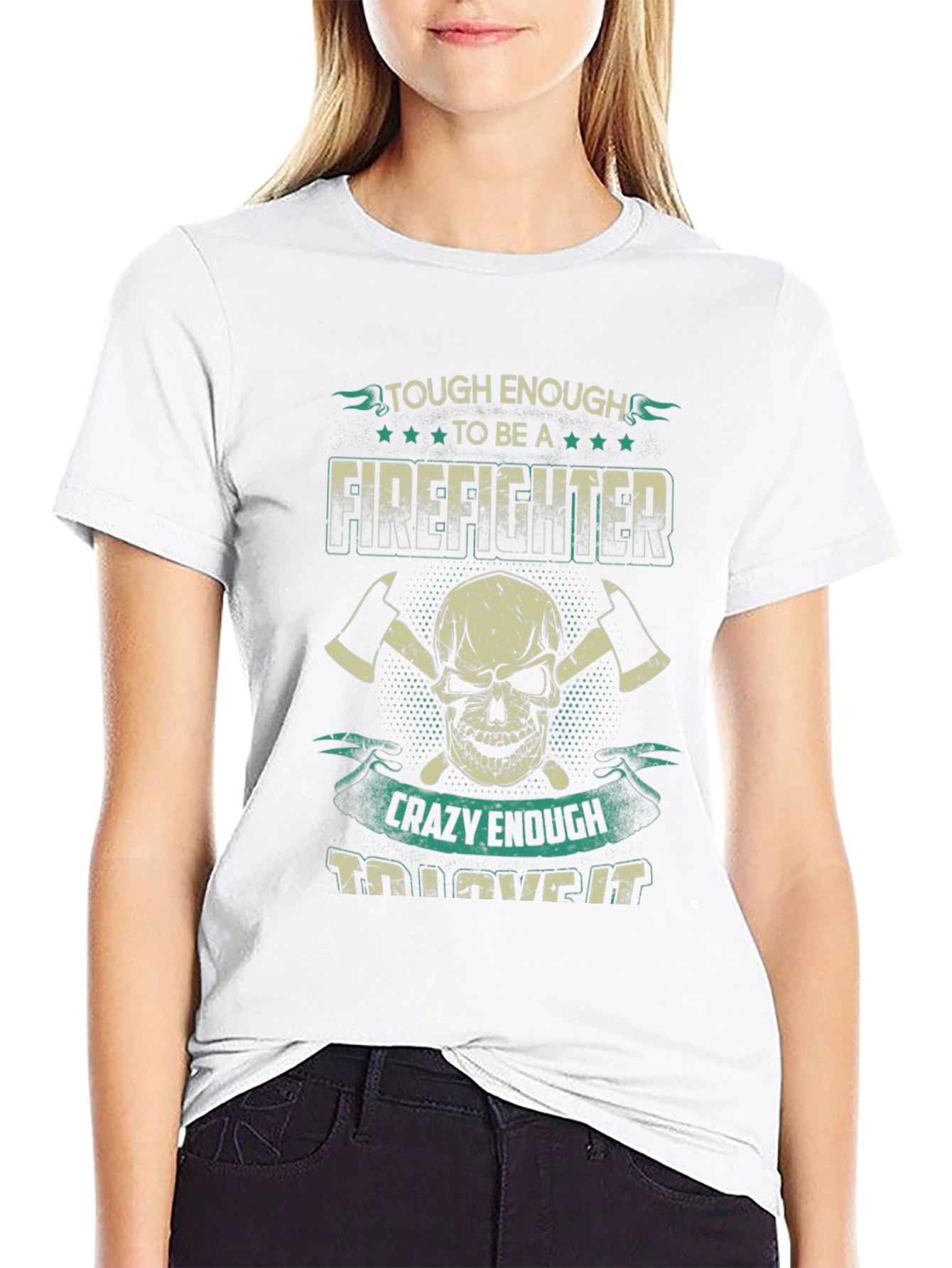 Firefighter Skull Graphic T-Shirt
