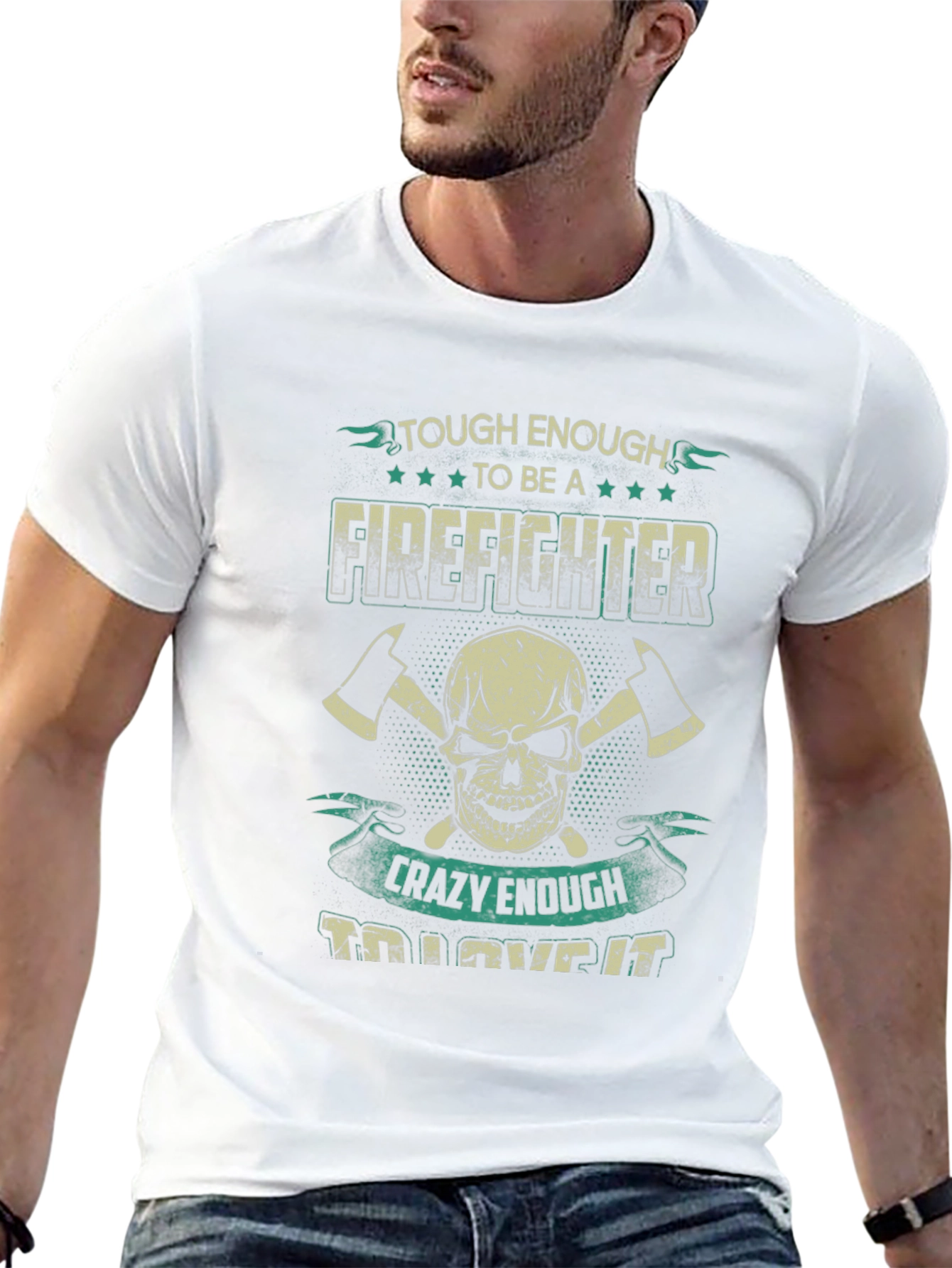Firefighter Skull Graphic T-Shirt