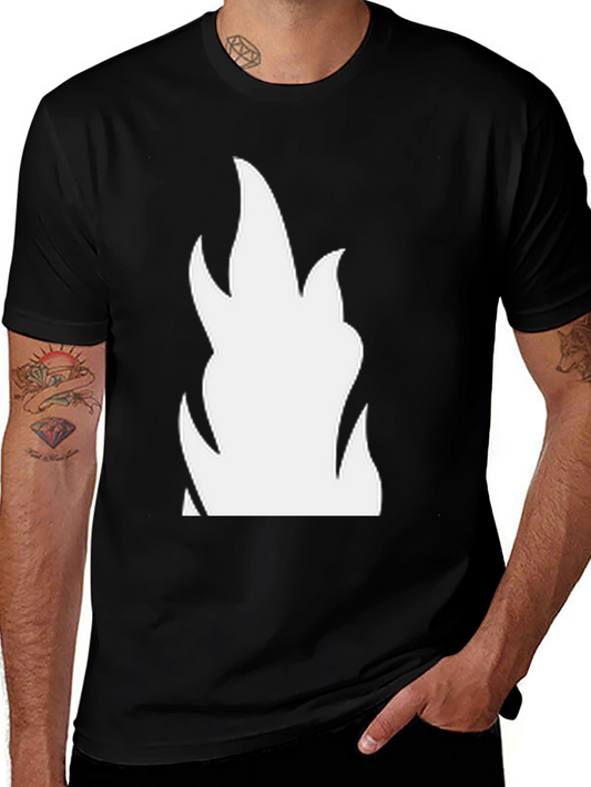Bold Flame Graphic Tee - Black Cotton T-Shirt