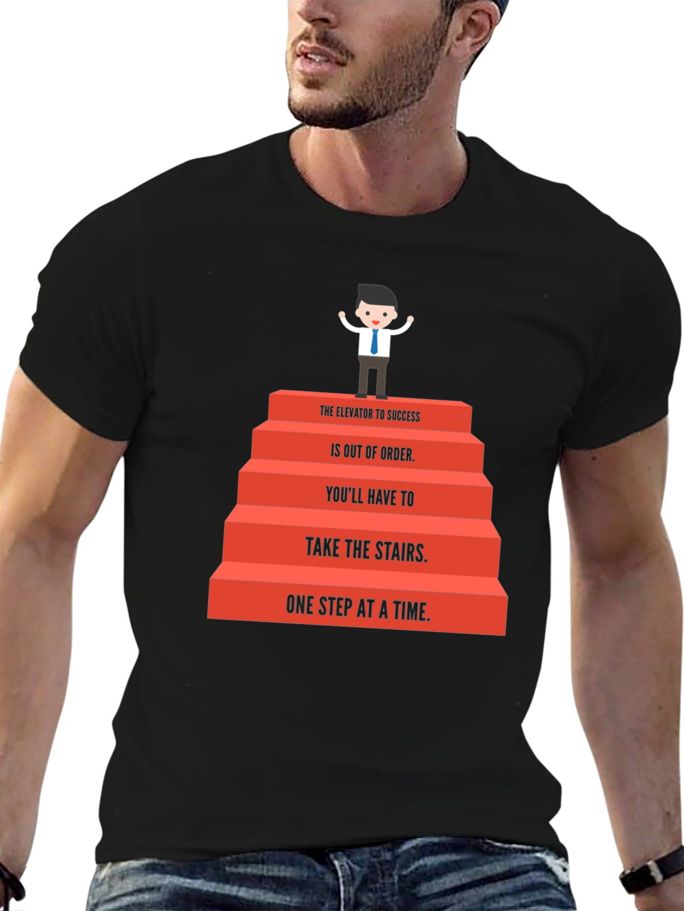 Motivational Stairs to Success Graphic Tee