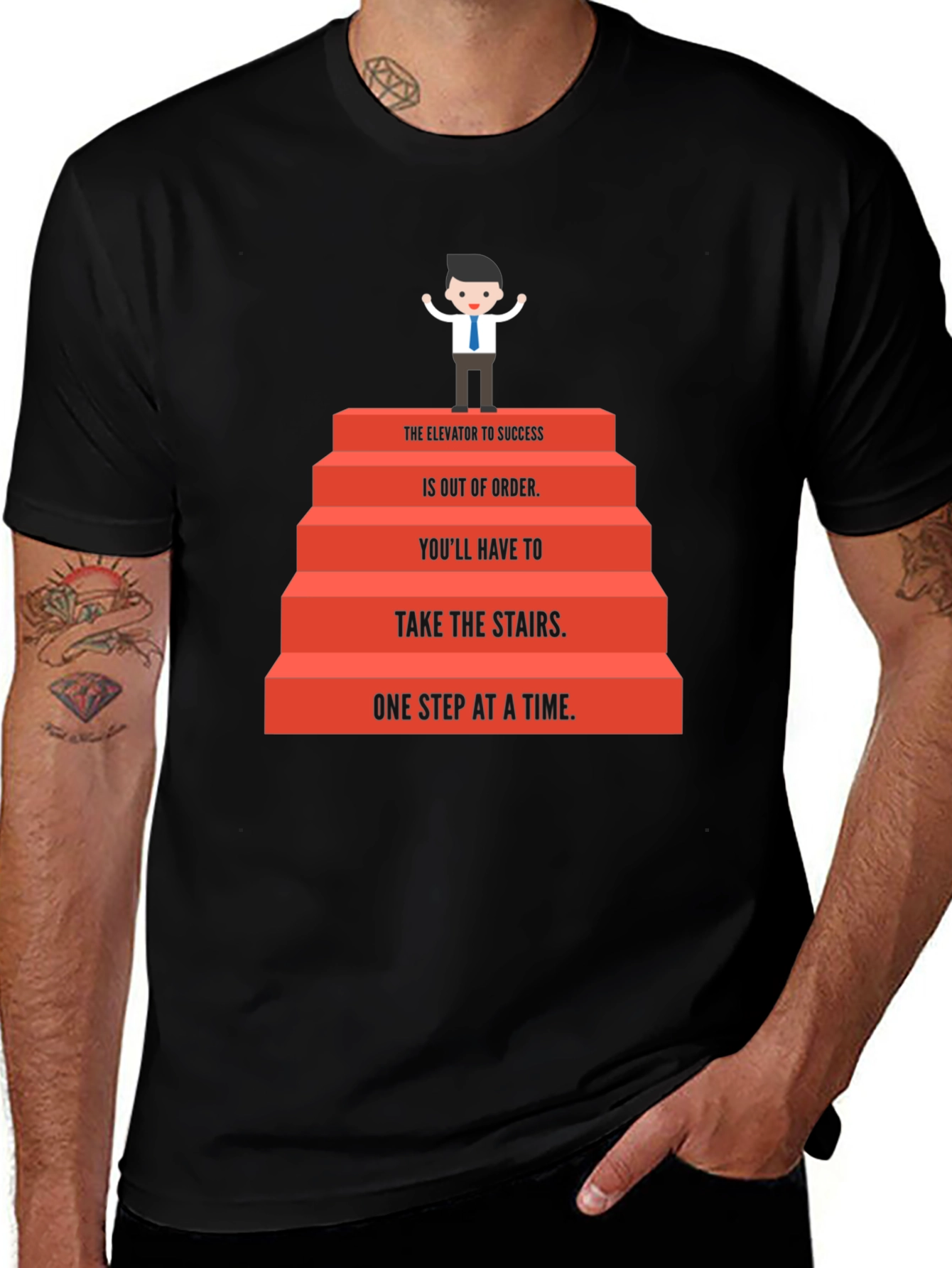 Motivational Stairs to Success Graphic Tee