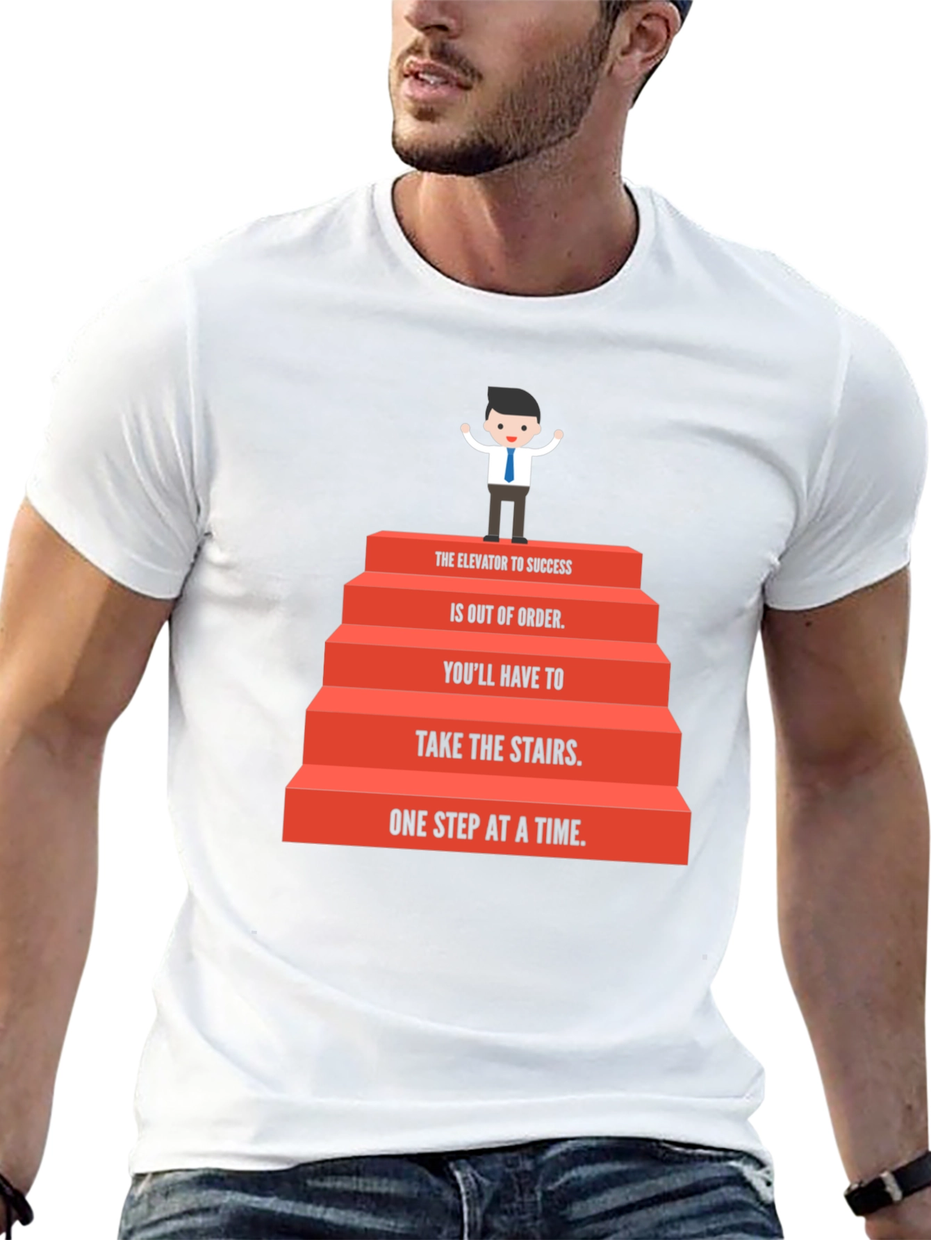 Motivational Stairs to Success Graphic Tee