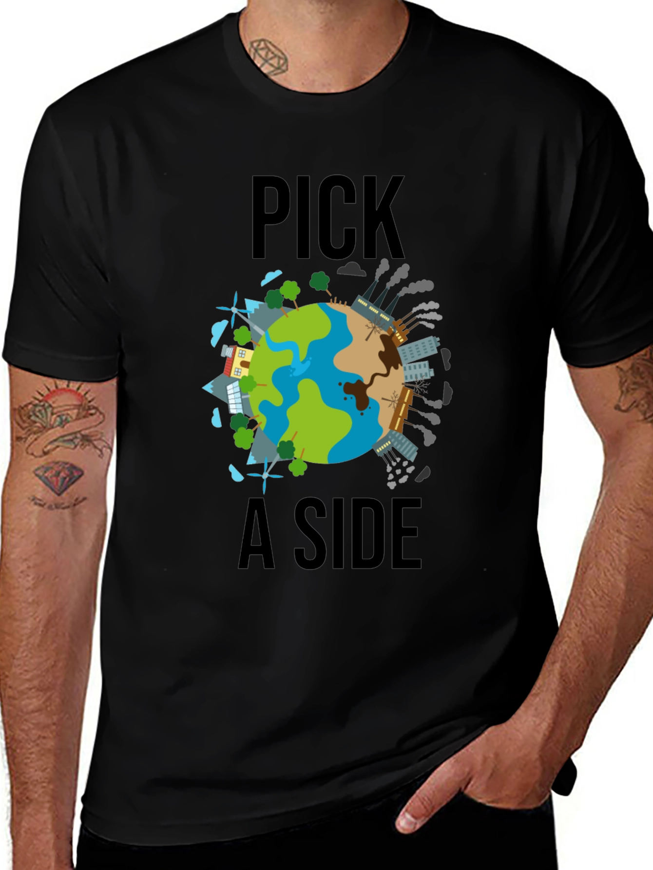 Pick a Side Earth T-Shirt: Environmental Awareness Tee