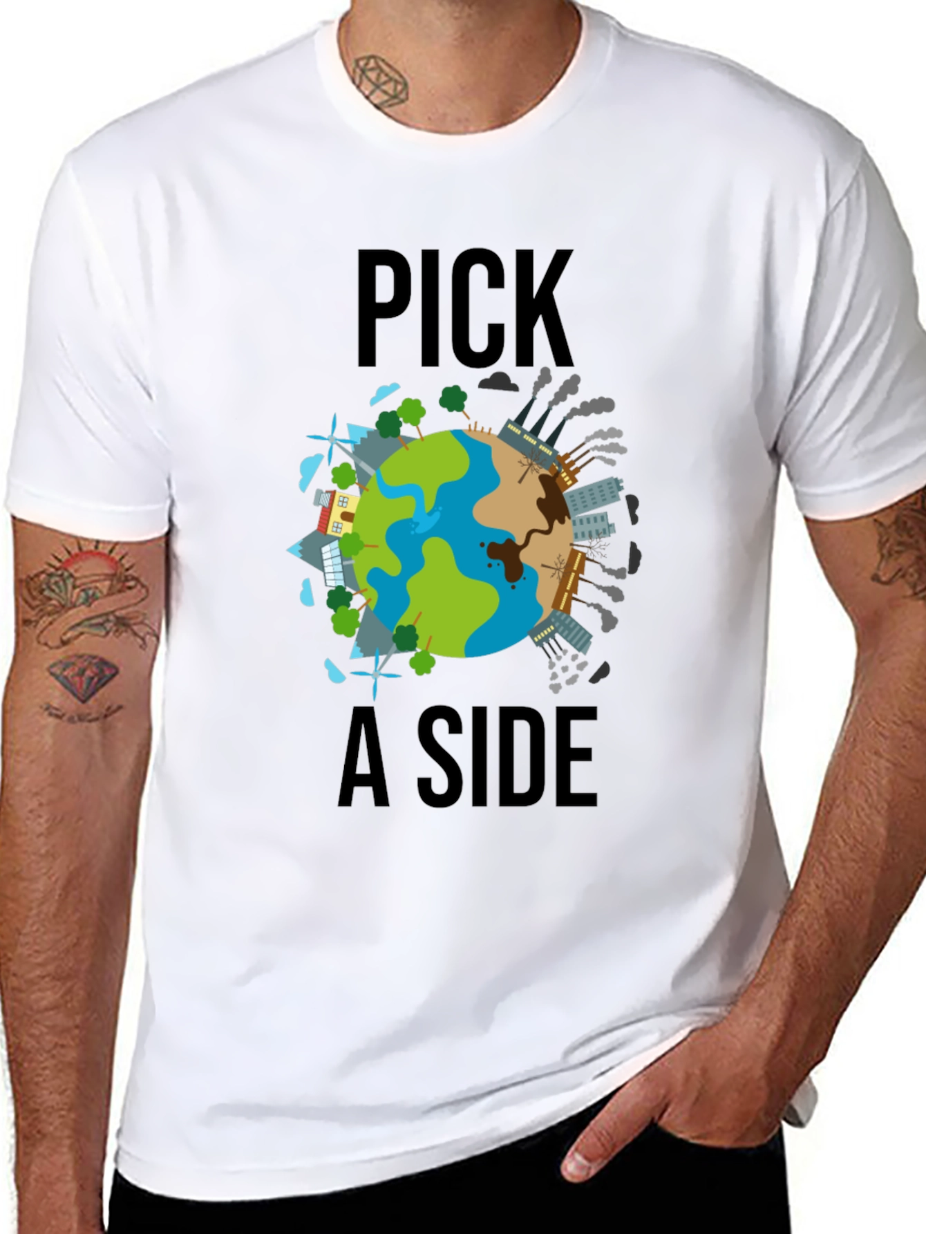 Pick a Side Earth T-Shirt: Environmental Awareness Tee