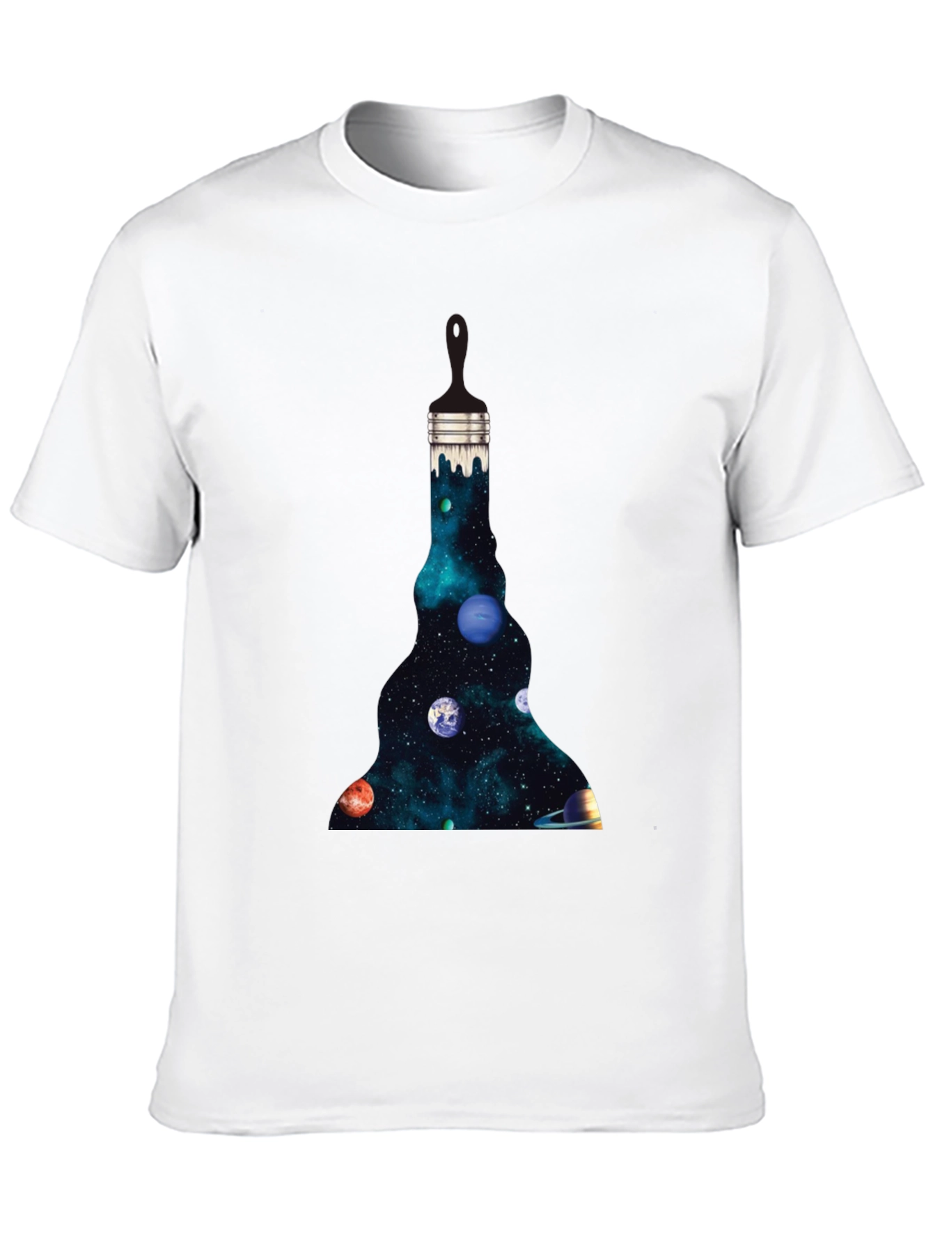Galaxy Paintbrush Mens Black Graphic T-Shirt