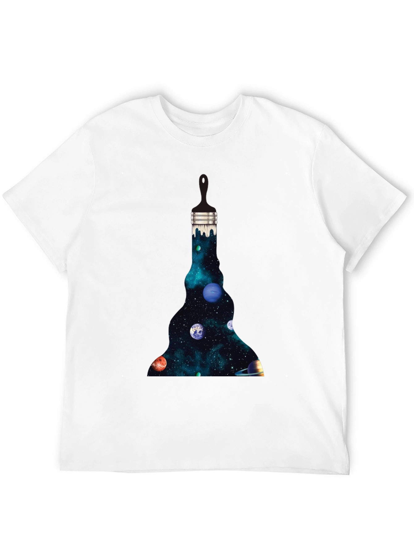 Galaxy Paintbrush Mens Black Graphic T-Shirt