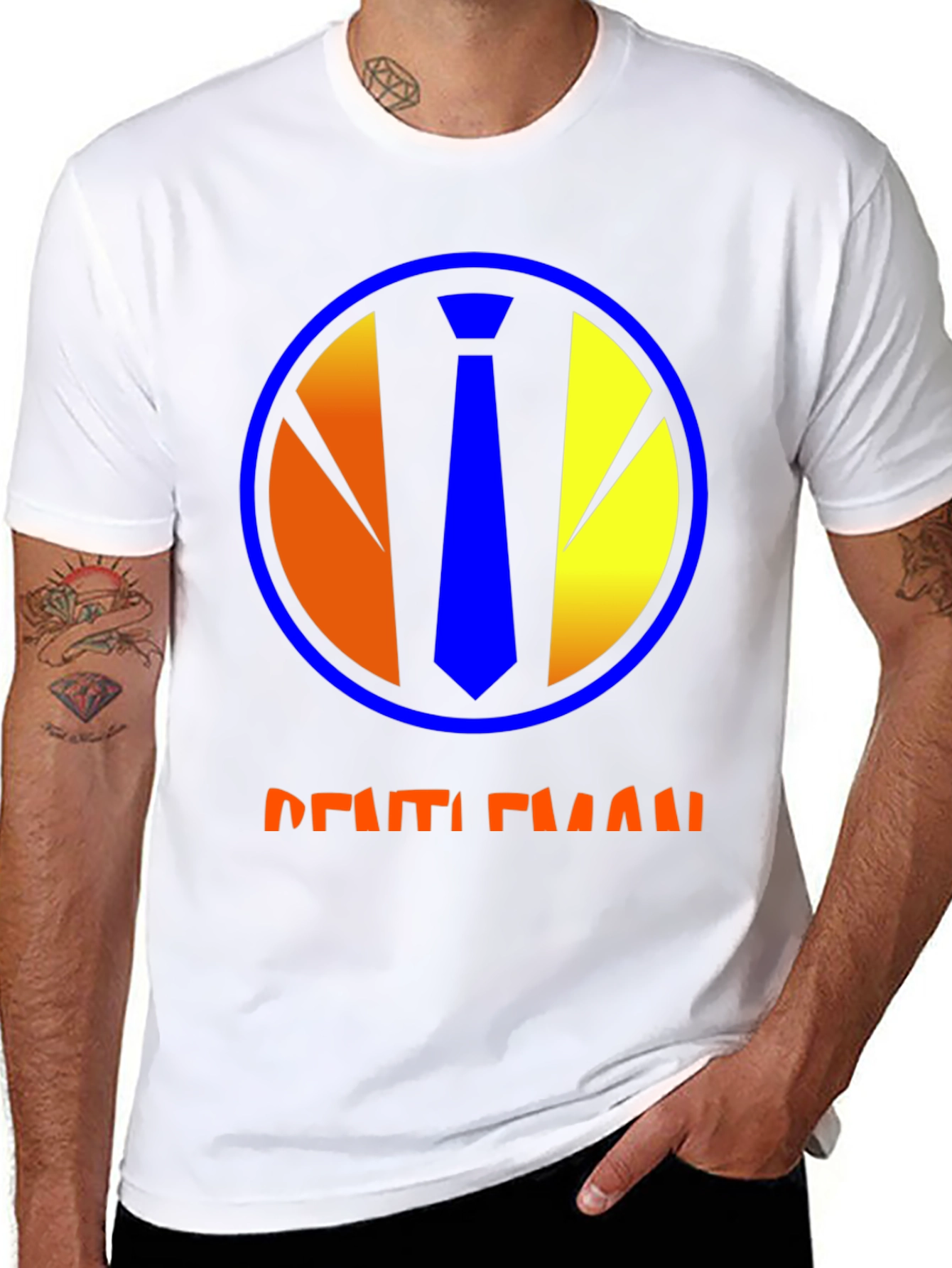 Gentleman Graphic Tee - Round Neck Short Sleeve