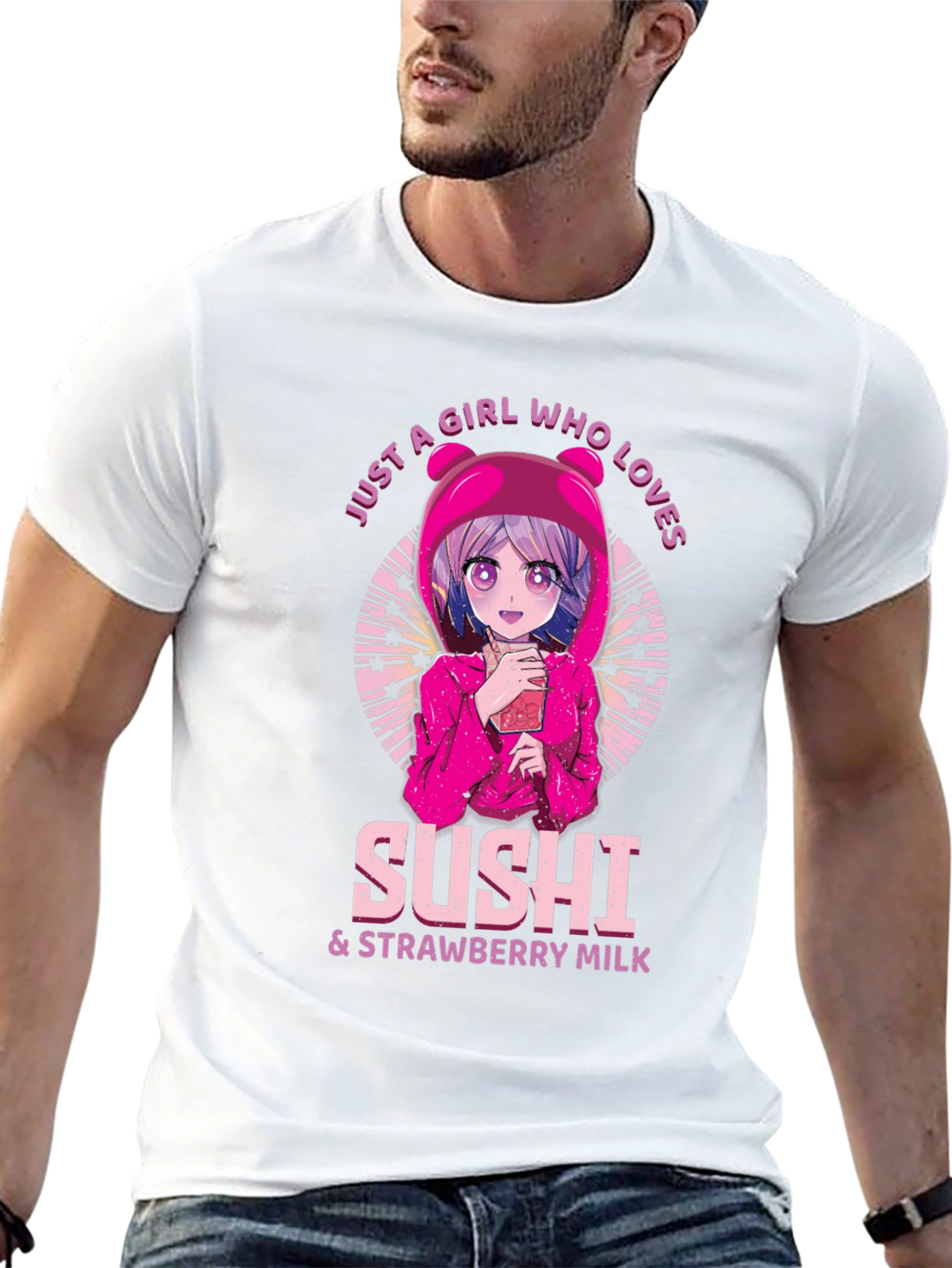 Sushi & Strawberry Milk Anime Graphic T-Shirt