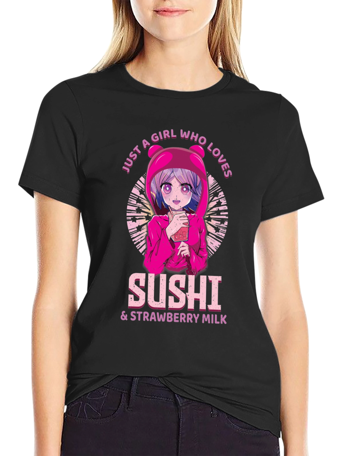 Sushi & Strawberry Milk Anime Graphic T-Shirt