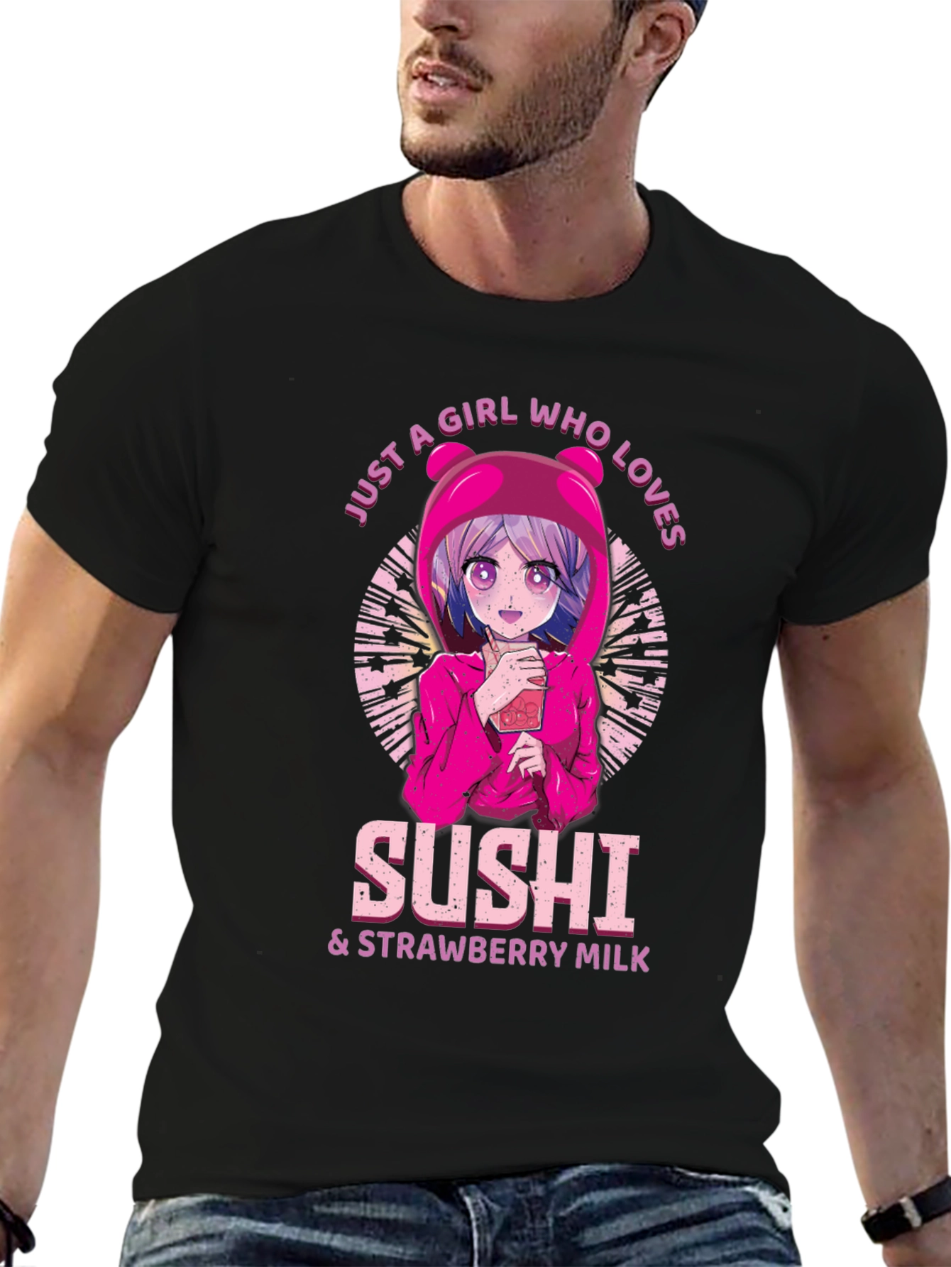 Sushi & Strawberry Milk Anime Graphic T-Shirt