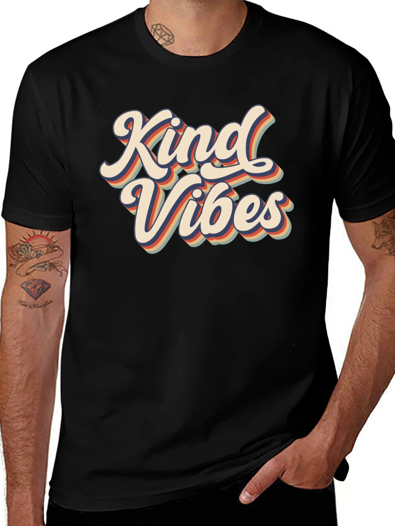 Kind Vibes Retro Graphic Tee - Black