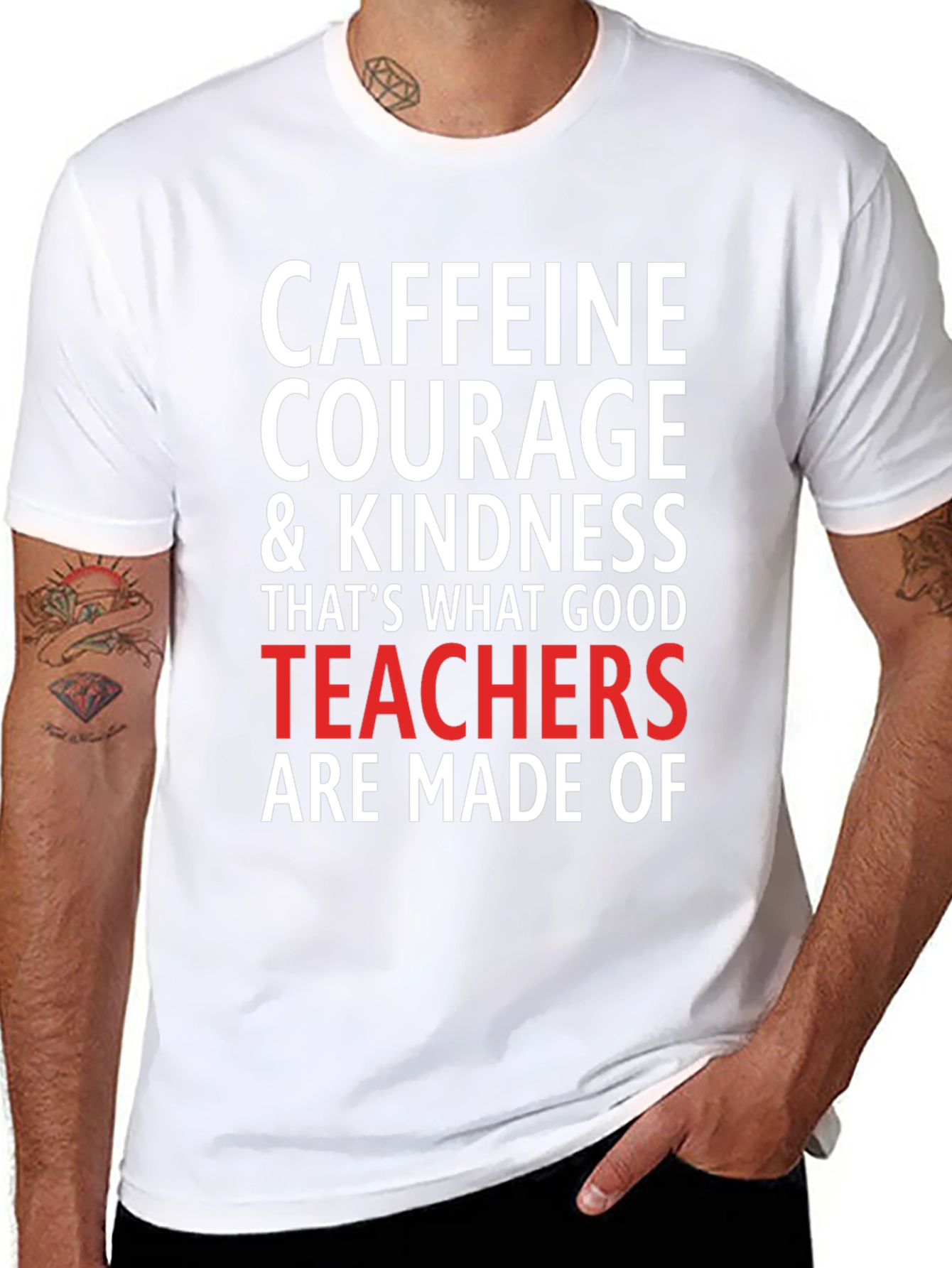 Caffeine Courage Teacher T-Shirt
