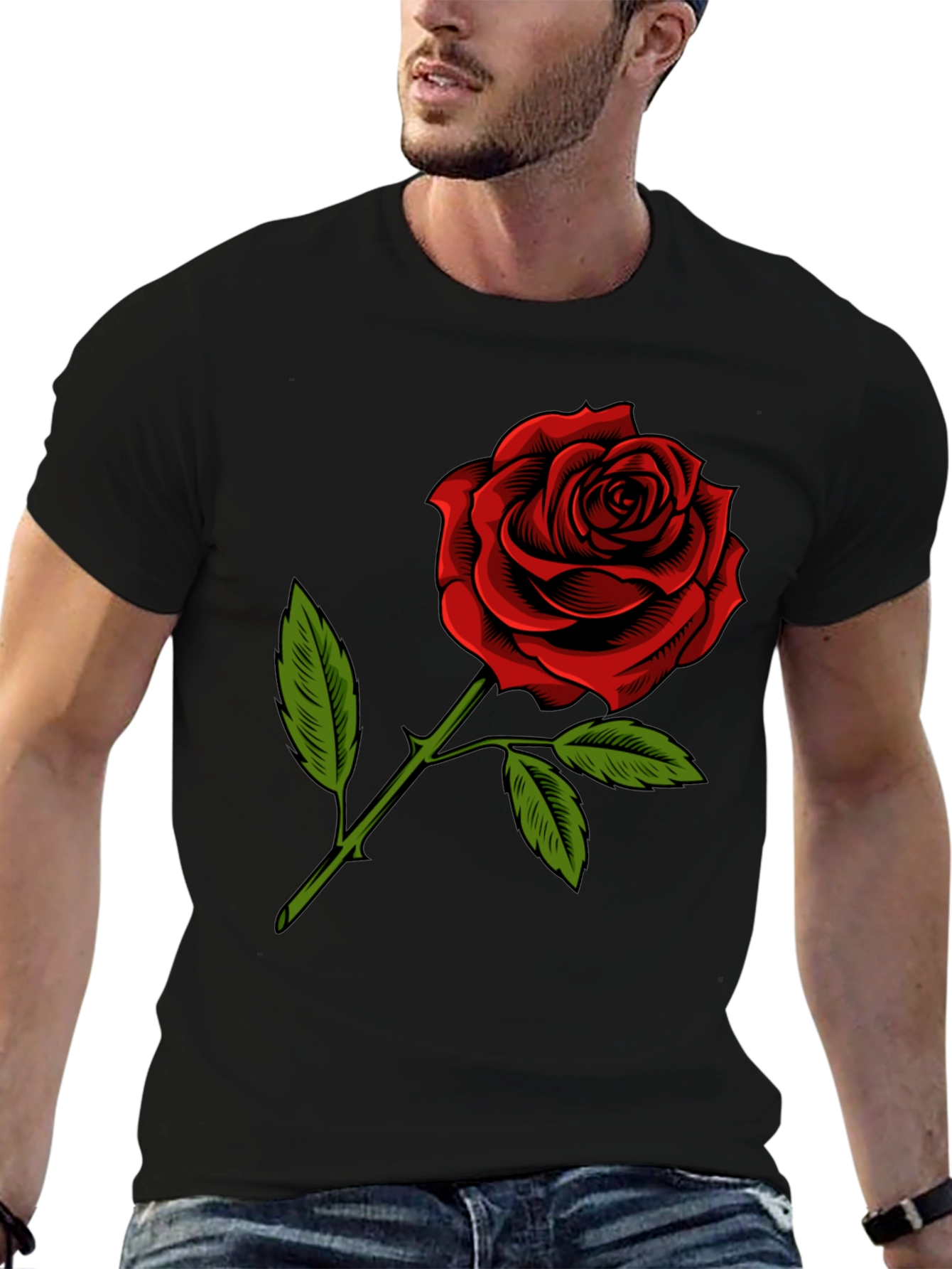 Red Rose Graphic T-Shirt - Classic Floral Design