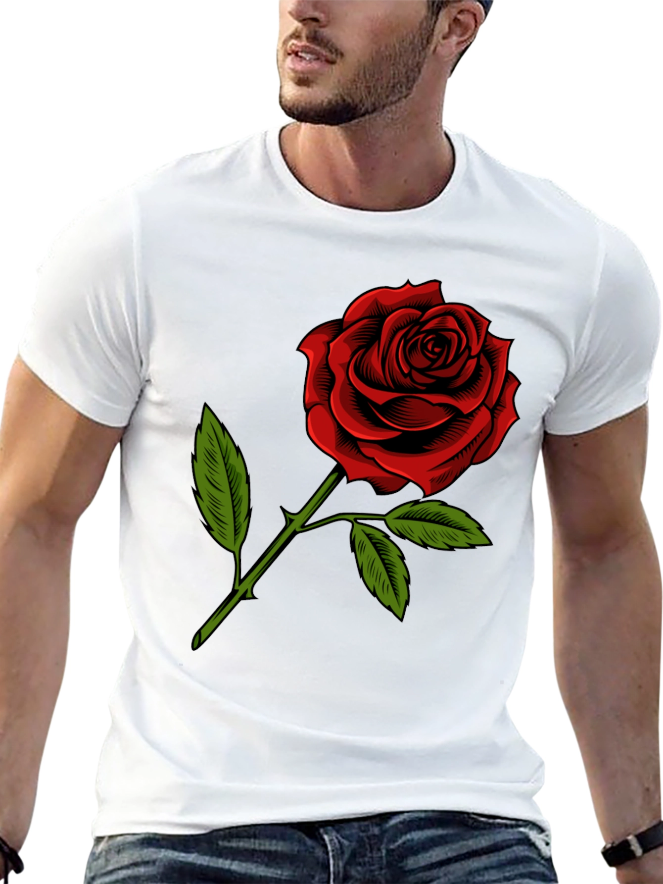 Red Rose Graphic T-Shirt - Classic Floral Design