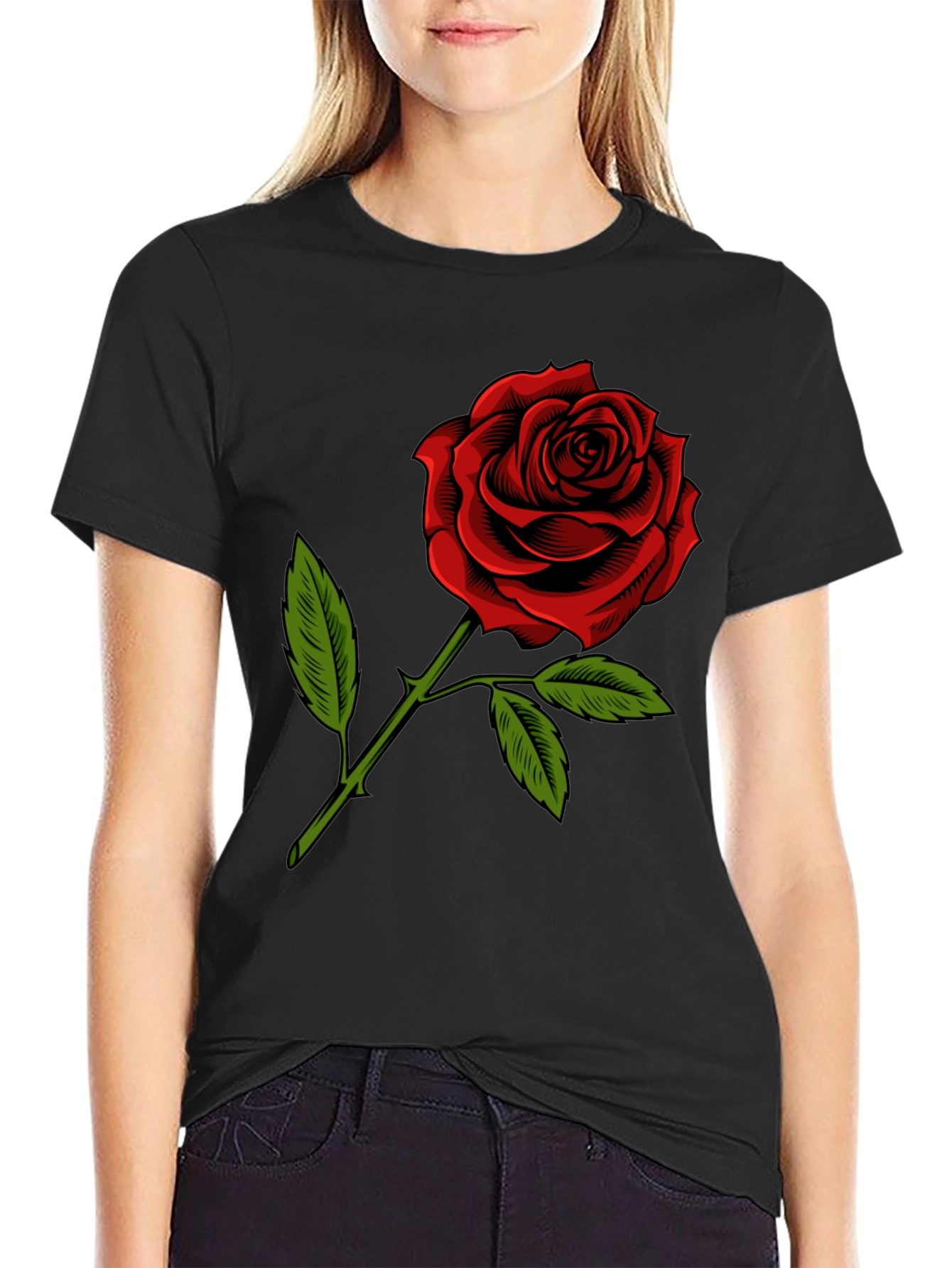 Red Rose Graphic T-Shirt - Classic Floral Design