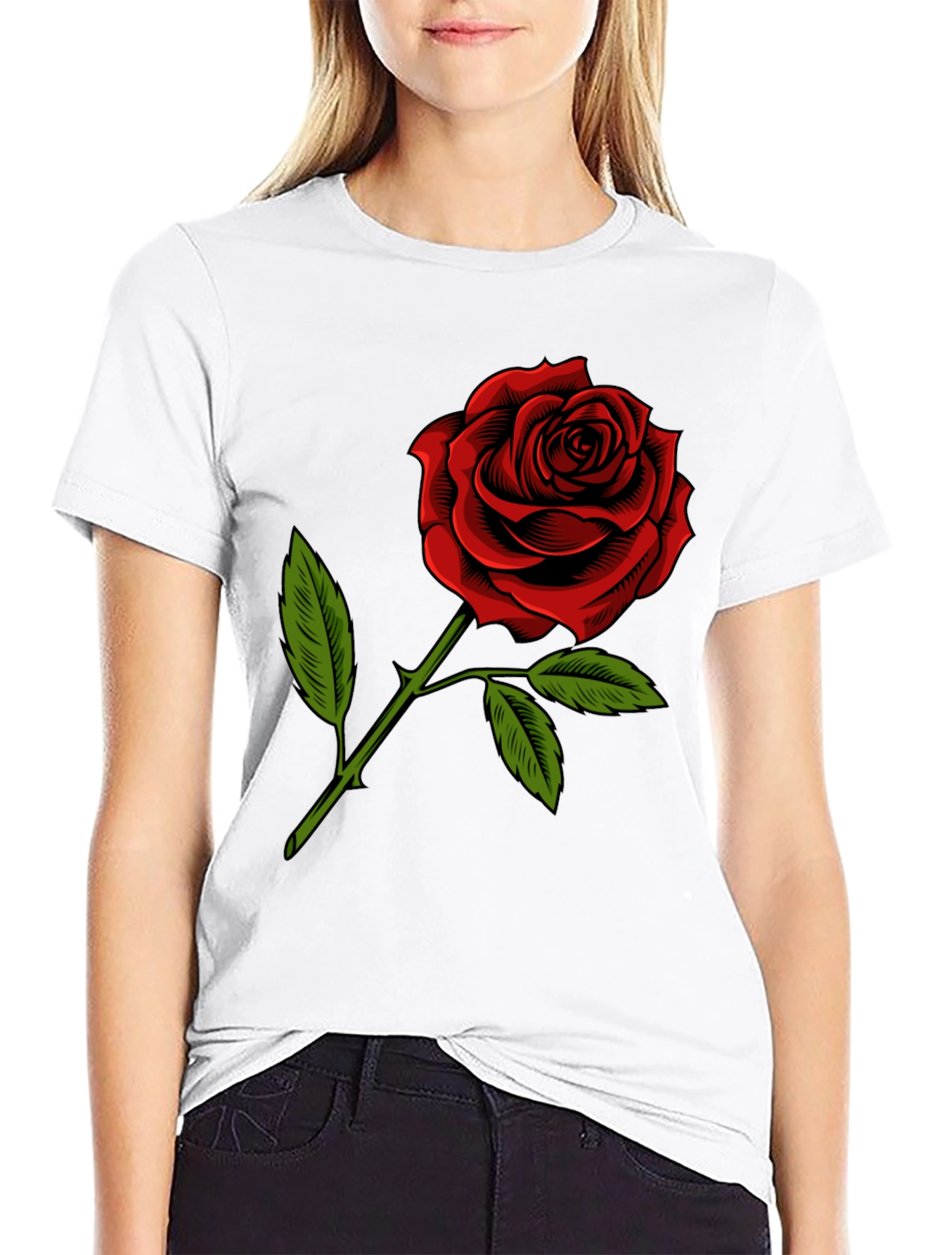 Red Rose Graphic T-Shirt - Classic Floral Design
