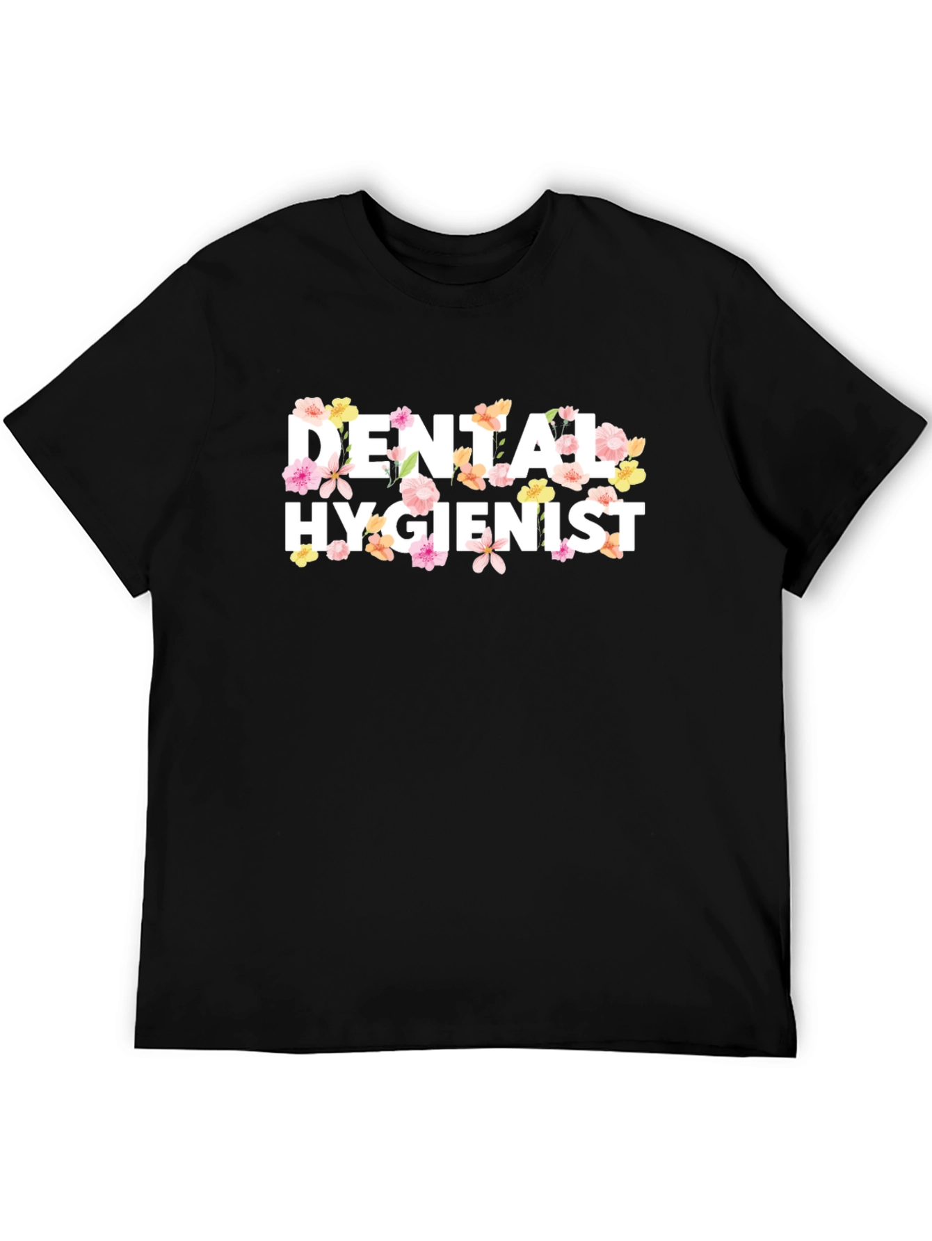Floral Dental Hygienist Black T-Shirt