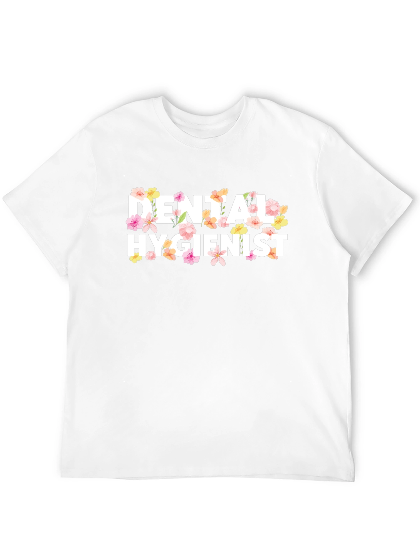 Floral Dental Hygienist Black T-Shirt