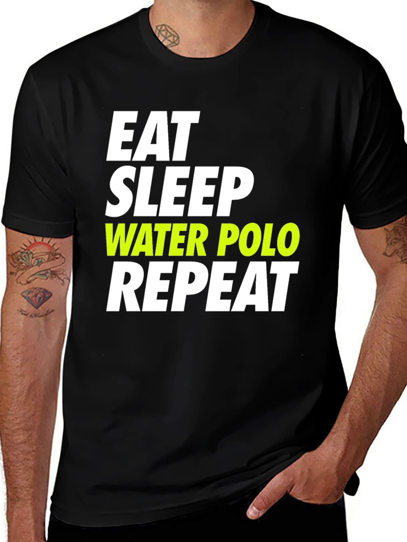 Eat Sleep Water Polo Repeat Black T-Shirt