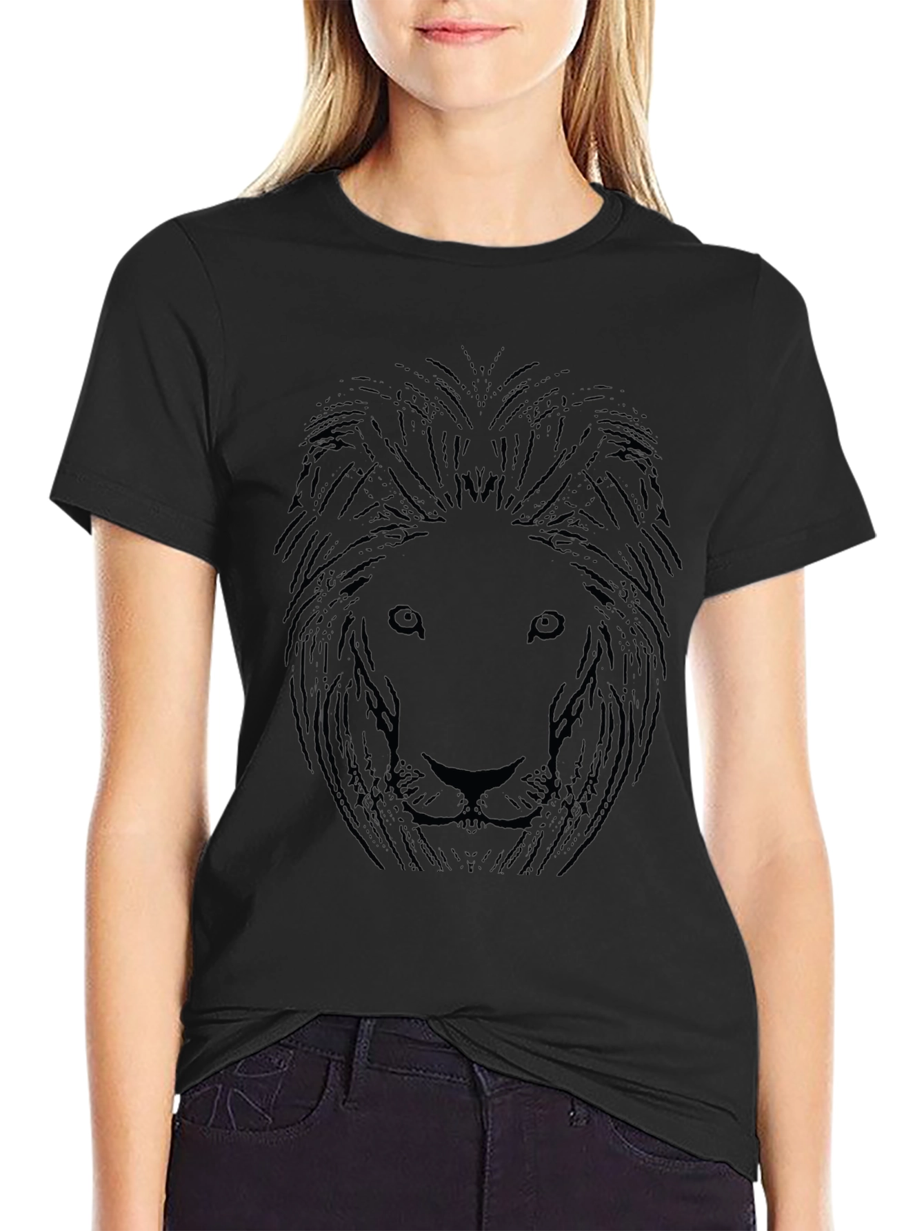 Lion Graphic Black T-Shirt for Men