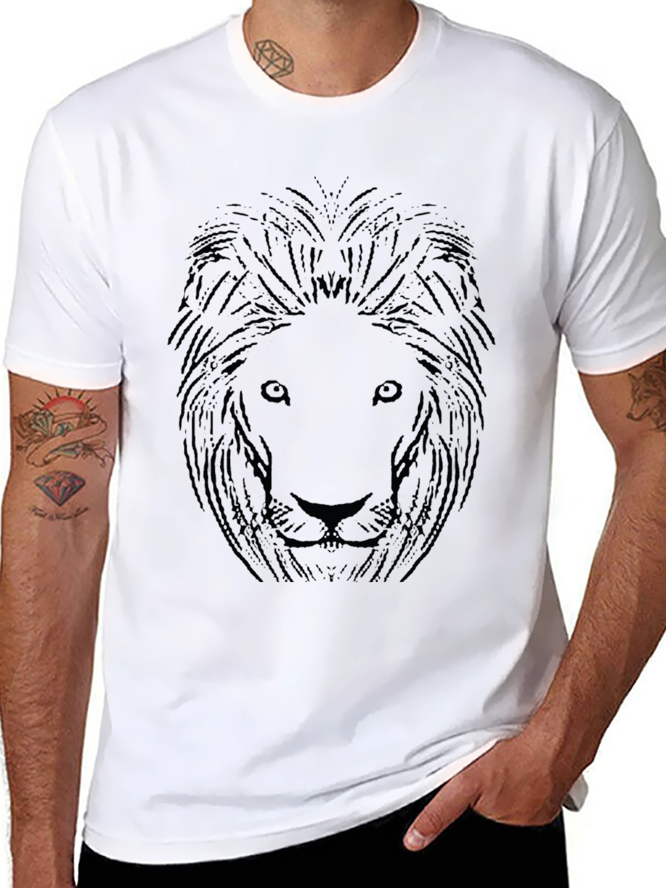 Lion Graphic Black T-Shirt for Men