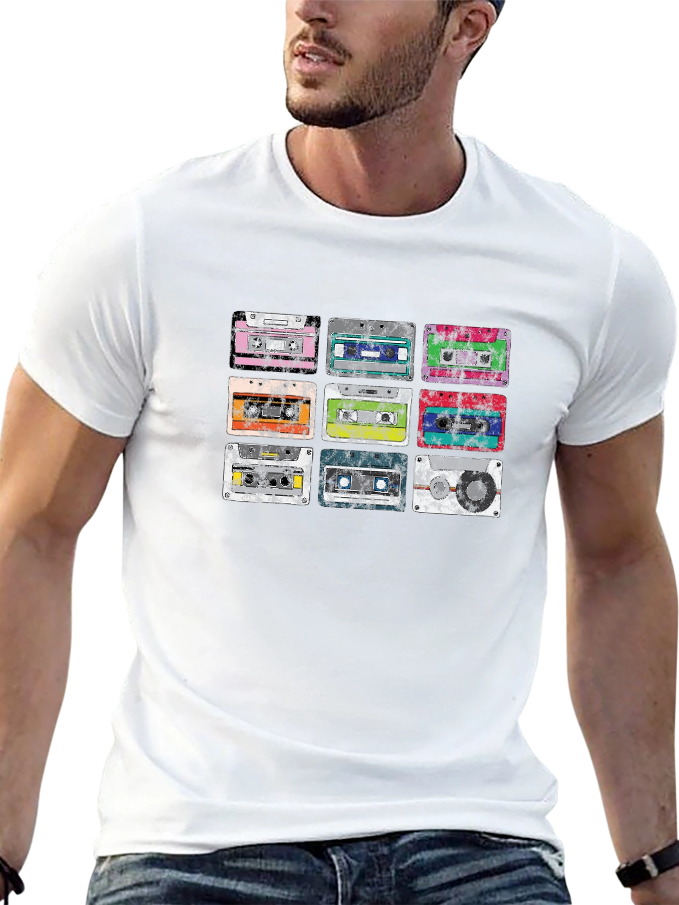 Retro Cassette Tape Graphic Tee - Black