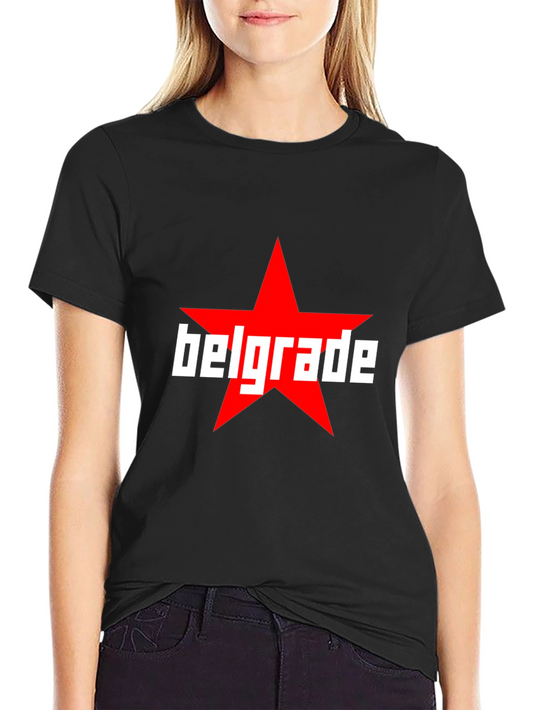 Belgrade Star Graphic Tee - Black Cotton T-Shirt