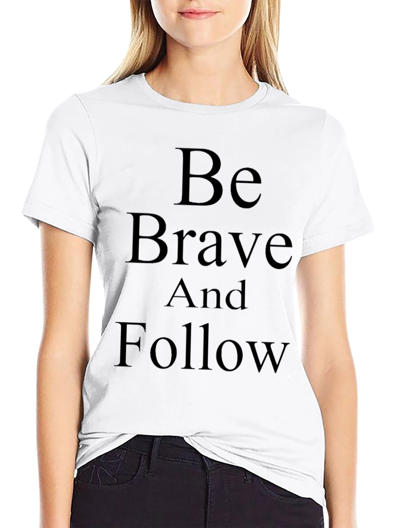Be Brave and Follow Graphic Tee - Black
