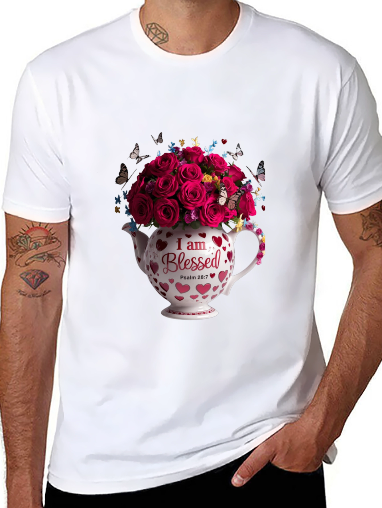 Blessed Roses in Teapot Graphic Tee - Black