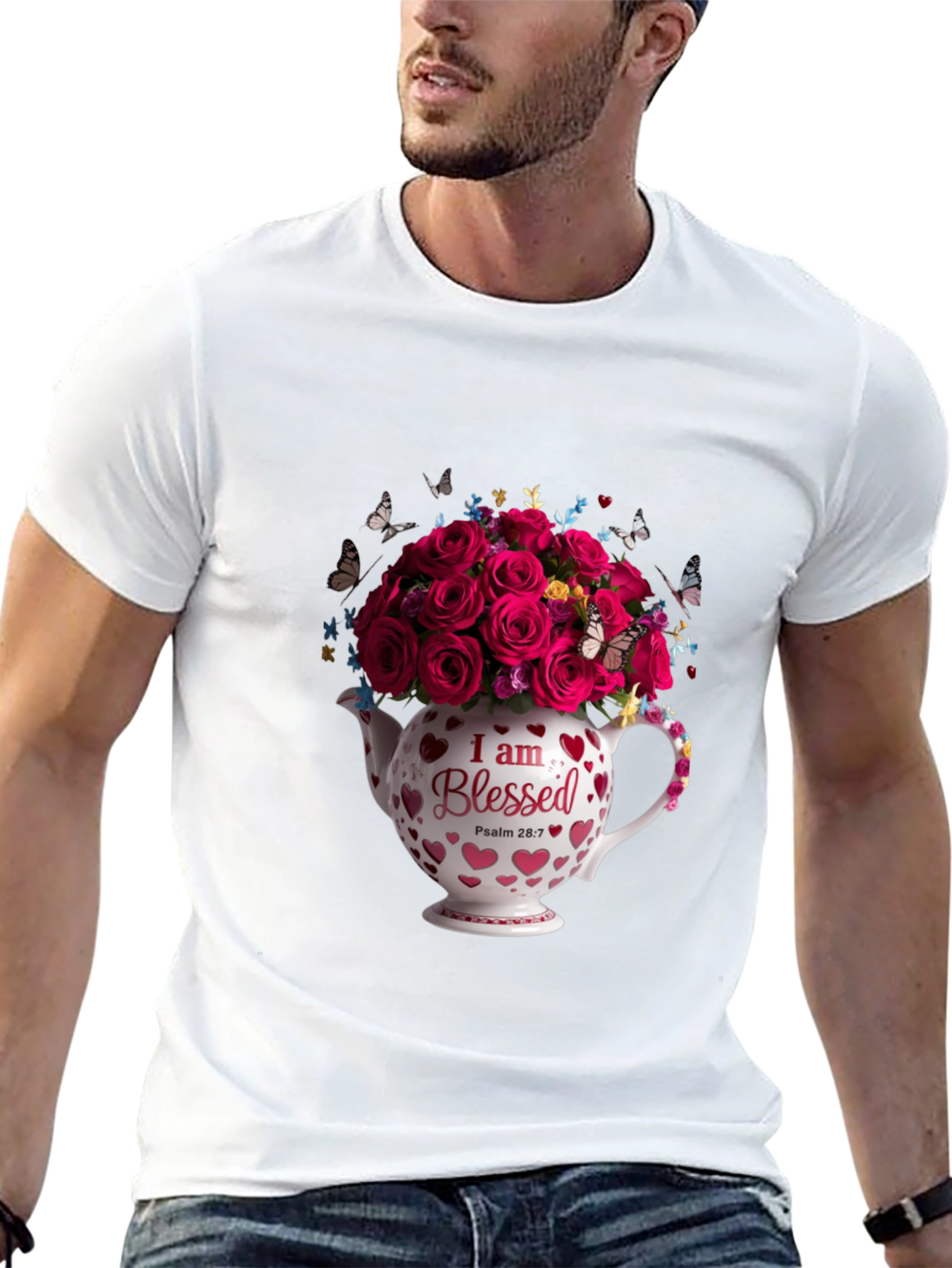 Blessed Roses in Teapot Graphic Tee - Black