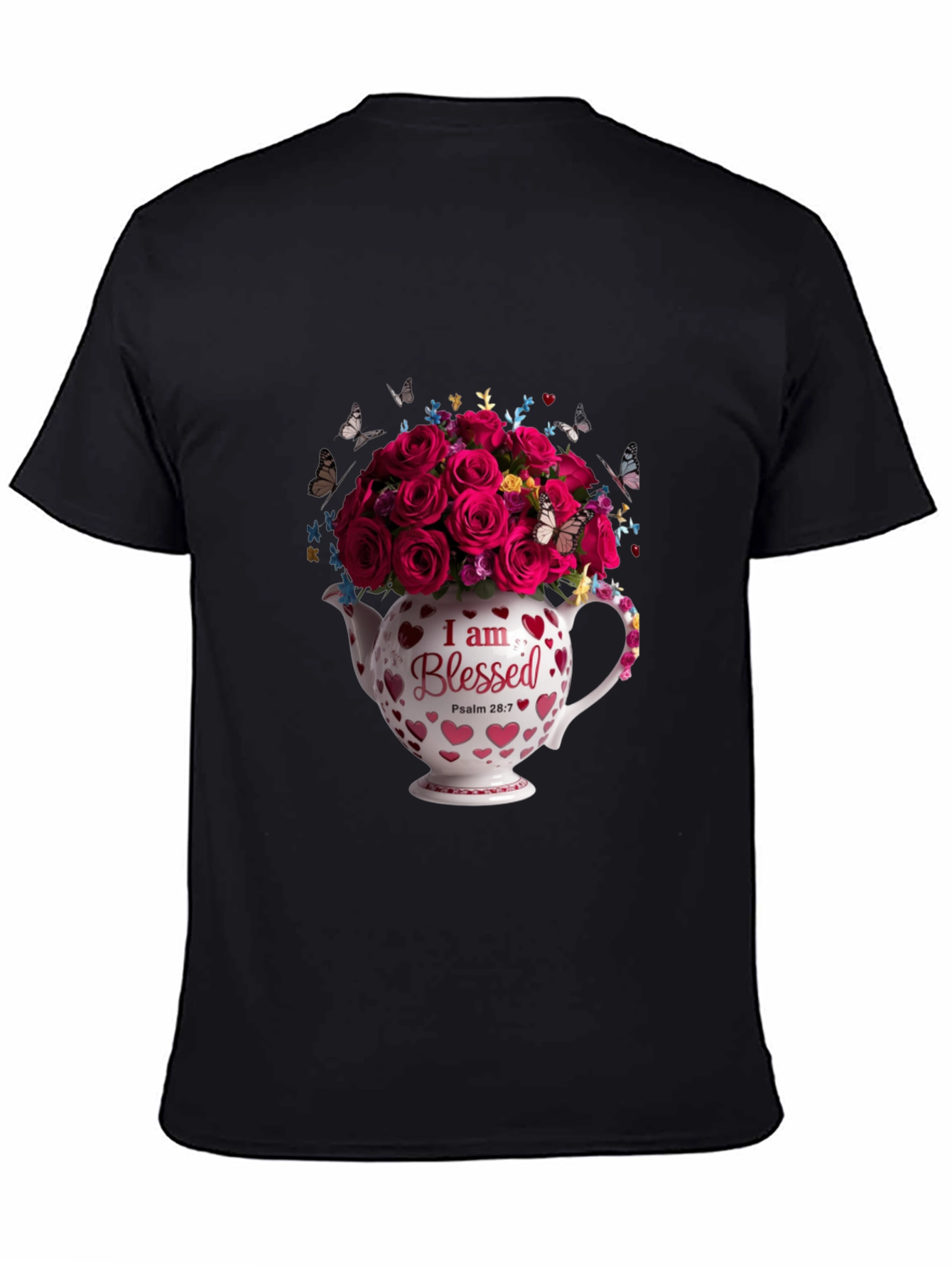 Blessed Roses in Teapot Graphic Tee - Black