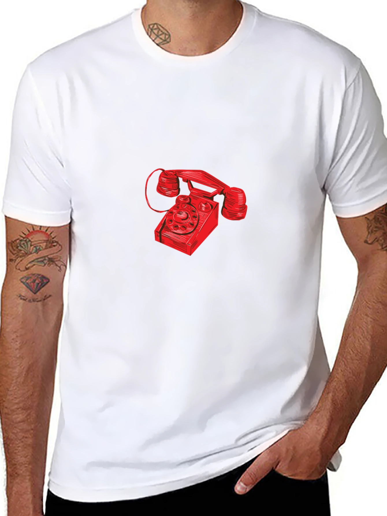 Retro Red Rotary Phone Graphic T-Shirt