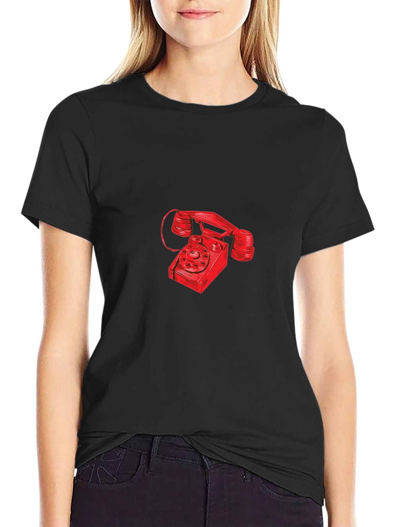 Retro Red Rotary Phone Graphic T-Shirt