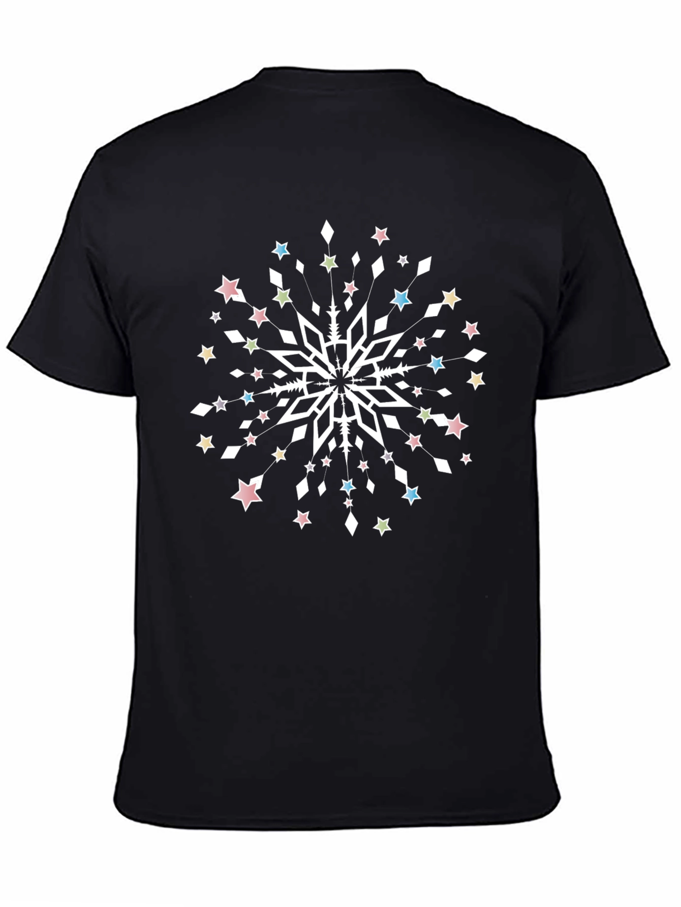 Festive Snowflake Graphic Tee - Unisex Black T-Shirt