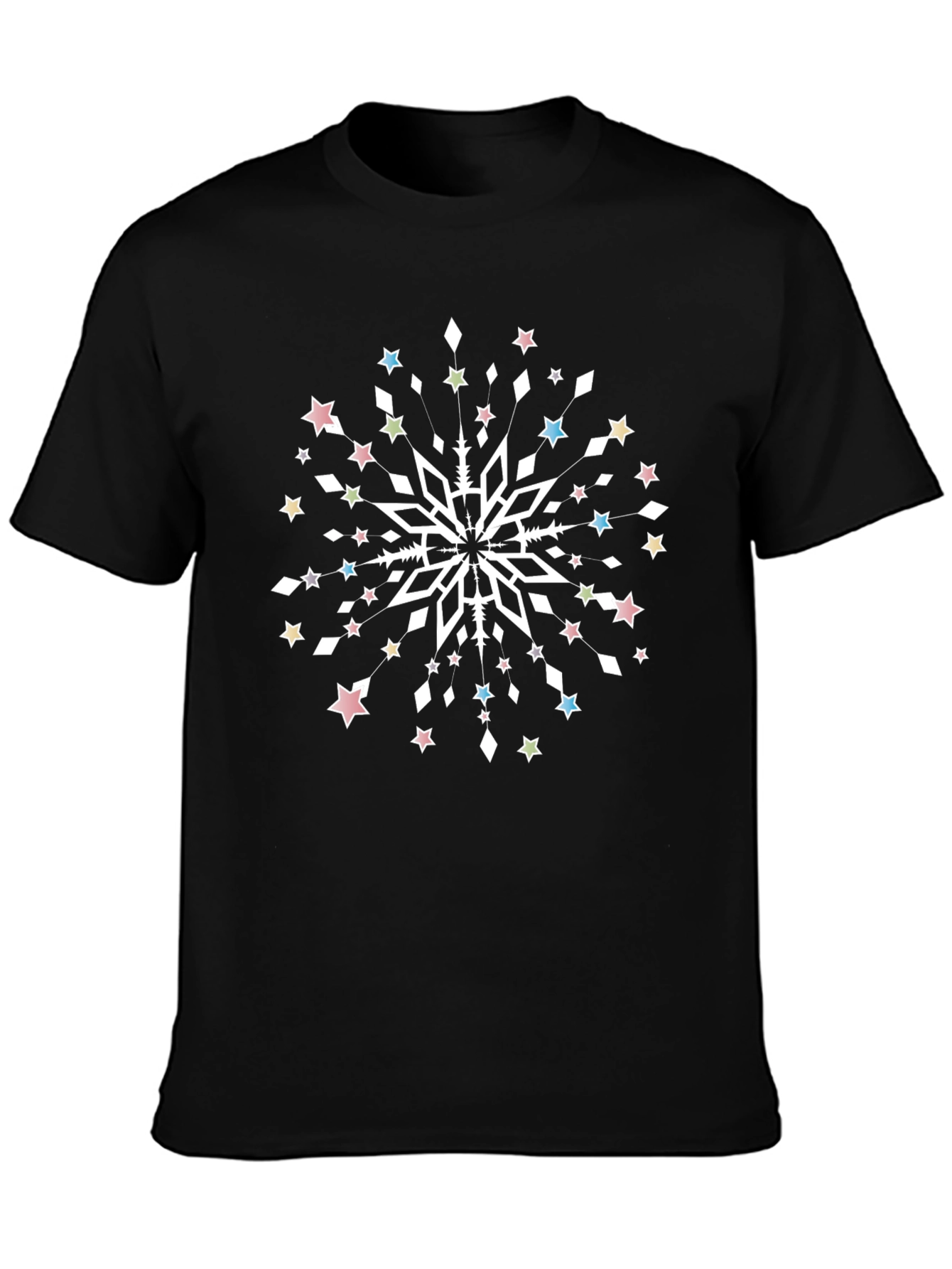Festive Snowflake Graphic Tee - Unisex Black T-Shirt
