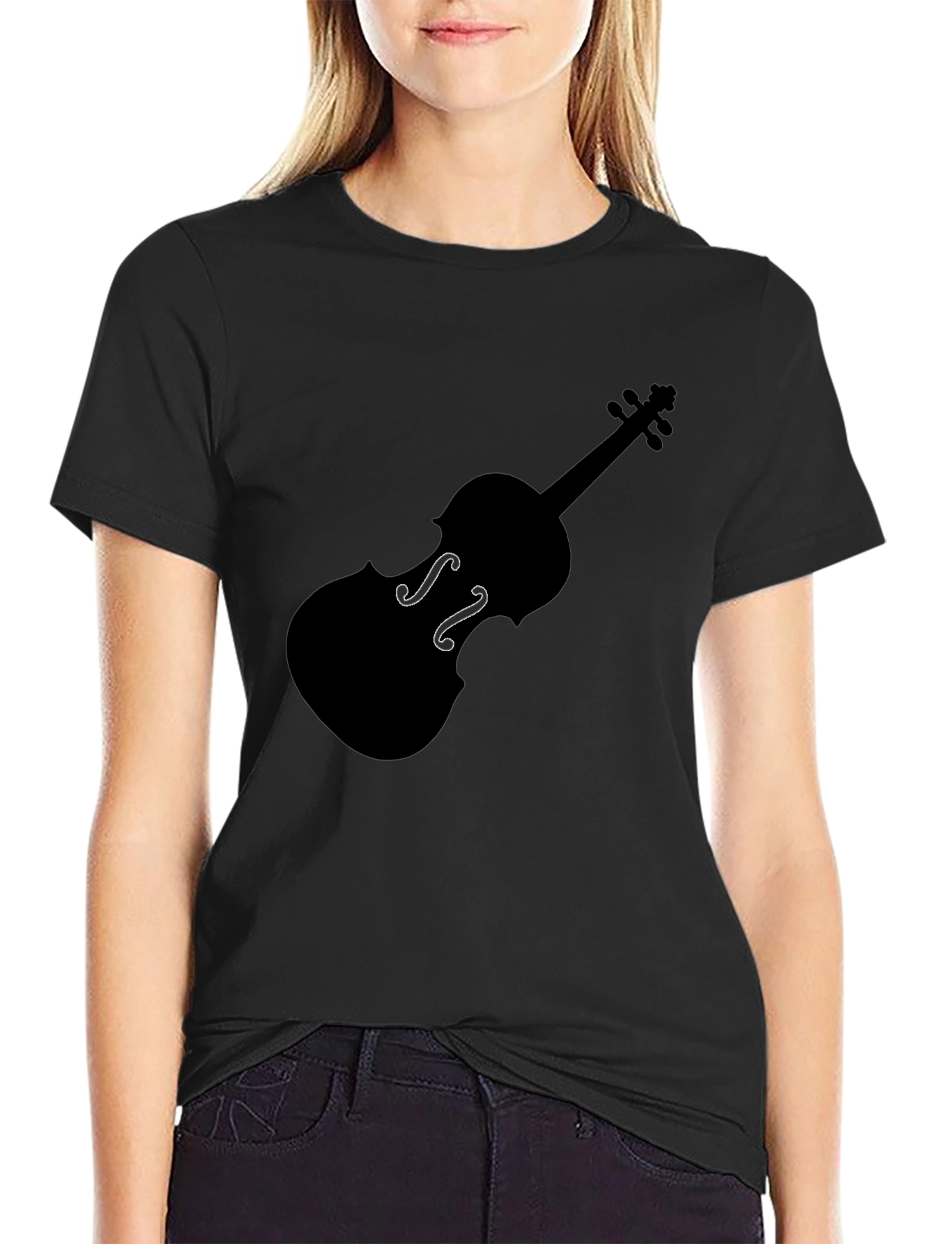 Violin Graphic Tee - Black Music Lover T-Shirt