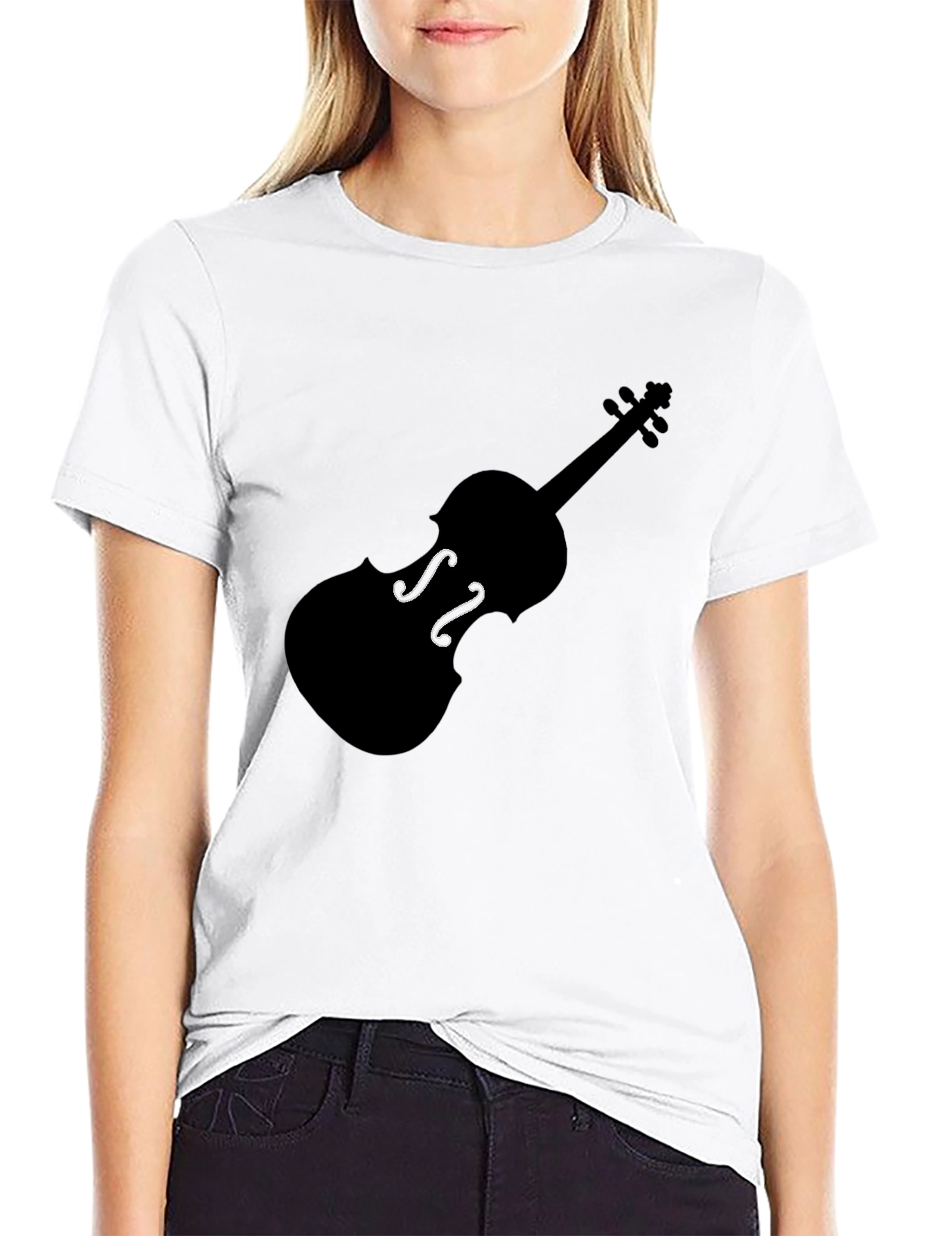 Violin Graphic Tee - Black Music Lover T-Shirt