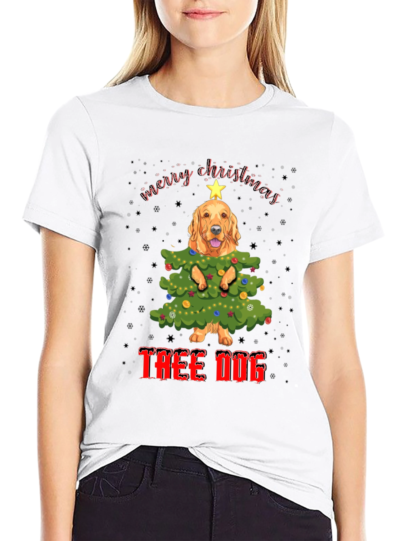 Funny Dog Christmas Tree T-Shirt