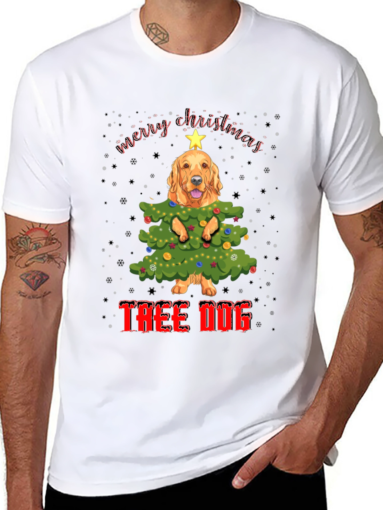 Funny Dog Christmas Tree T-Shirt