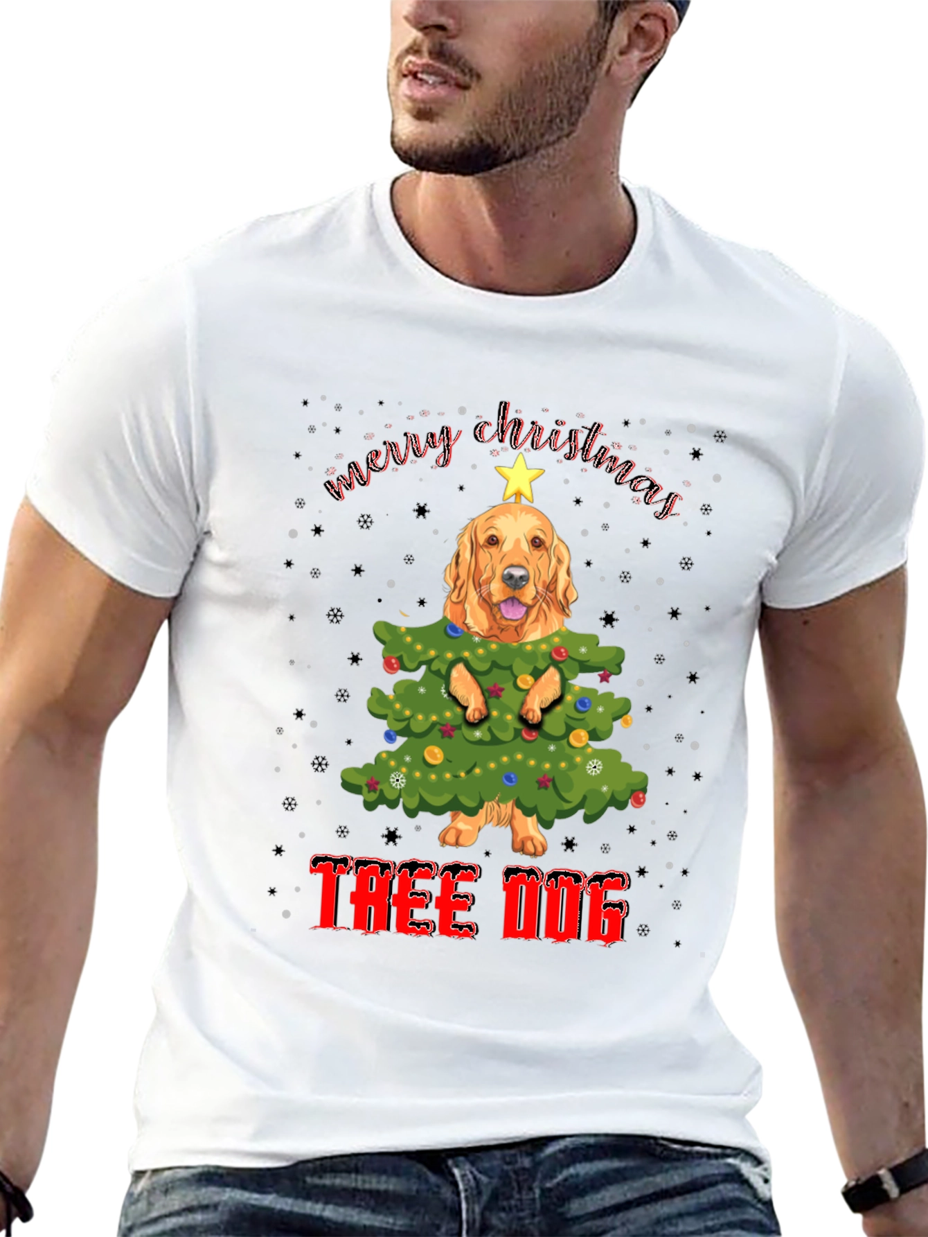 Funny Dog Christmas Tree T-Shirt