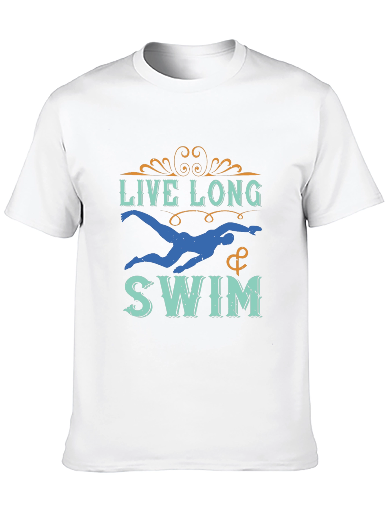Live Long & Swim T-Shirt - Black Aquatic Design
