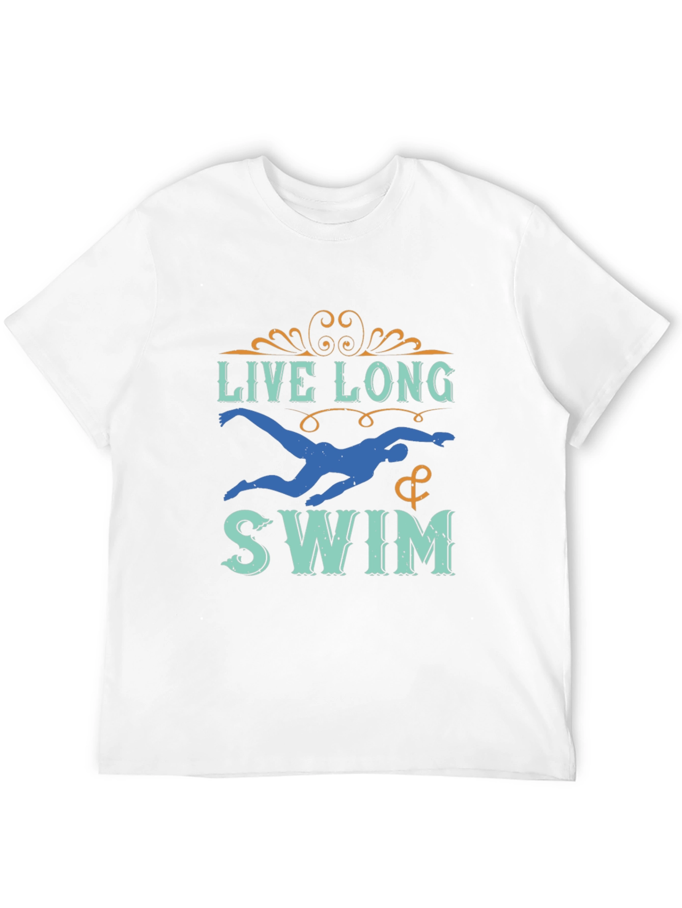 Live Long & Swim T-Shirt - Black Aquatic Design