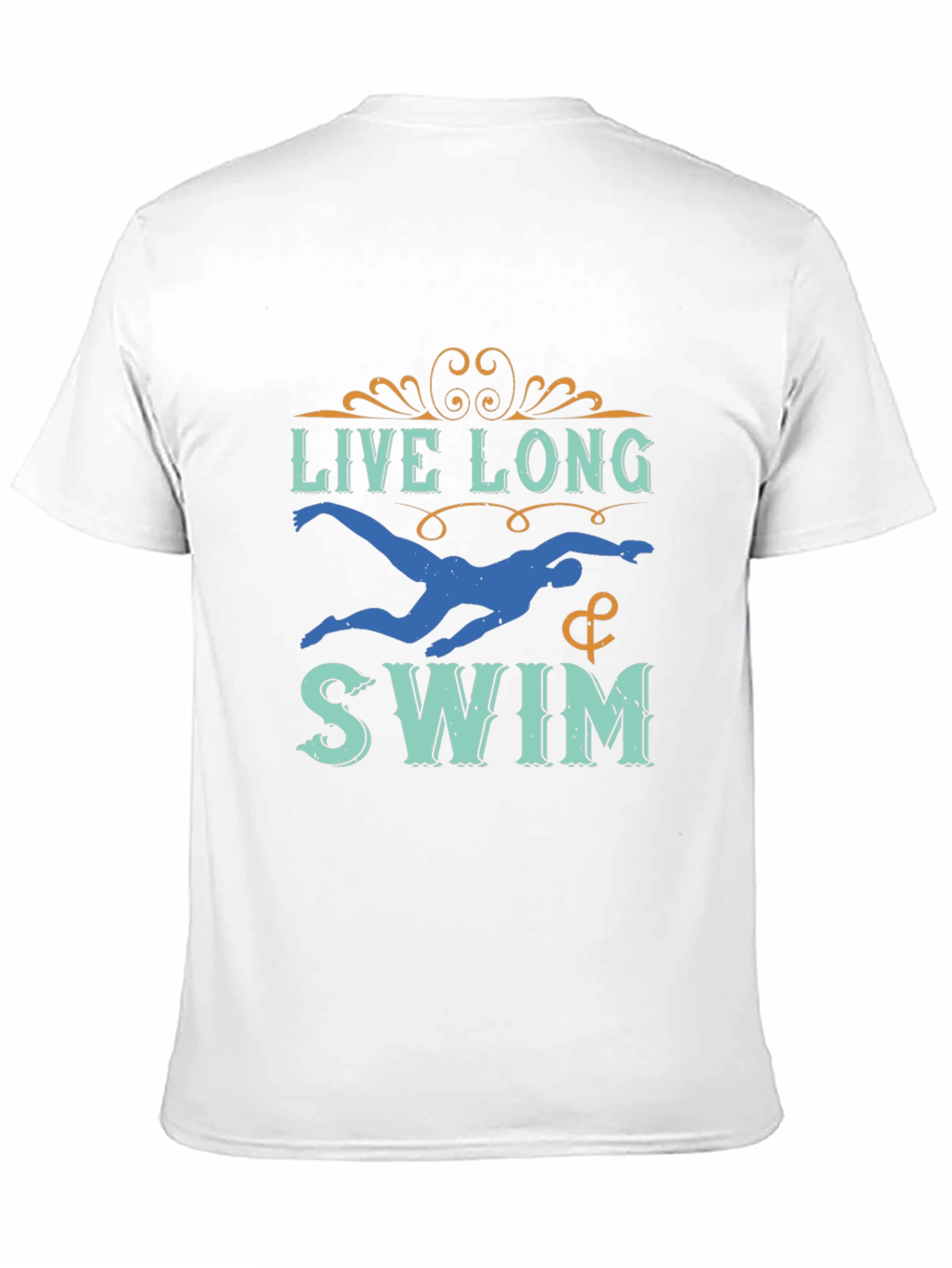 Live Long & Swim T-Shirt - Black Aquatic Design