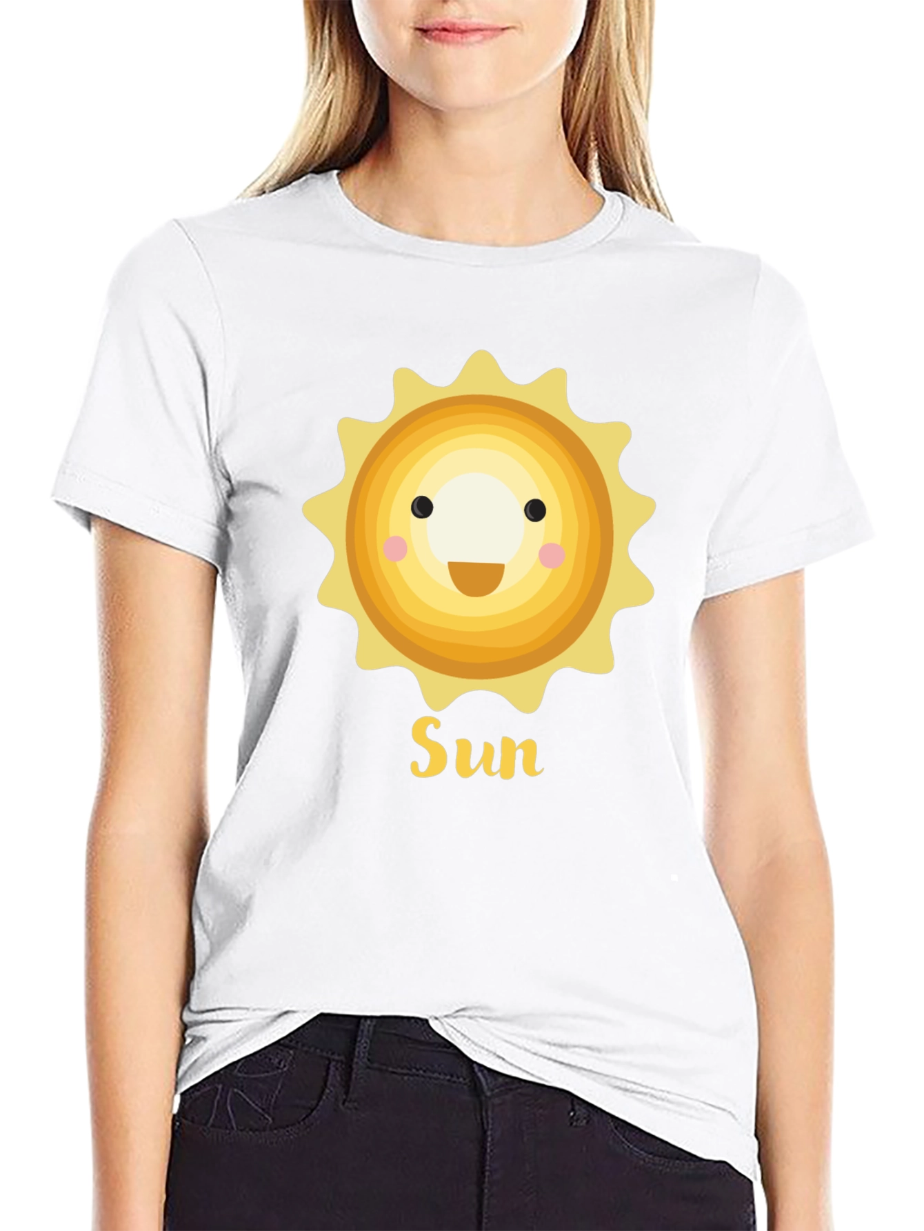 Smiling Sun Graphic T-Shirt - Black Crew Neck