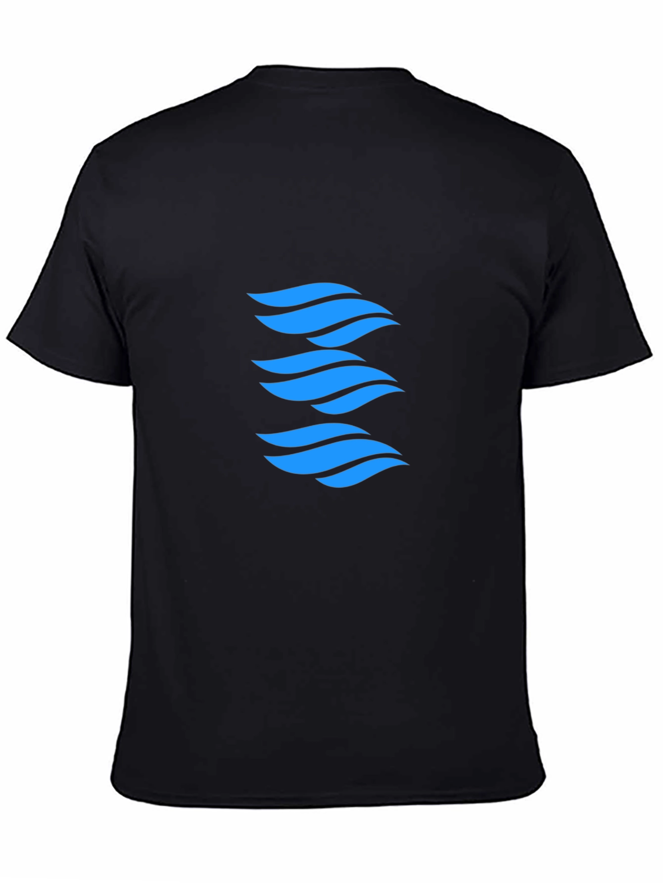 Modern Blue Wave Graphic Black T-Shirt