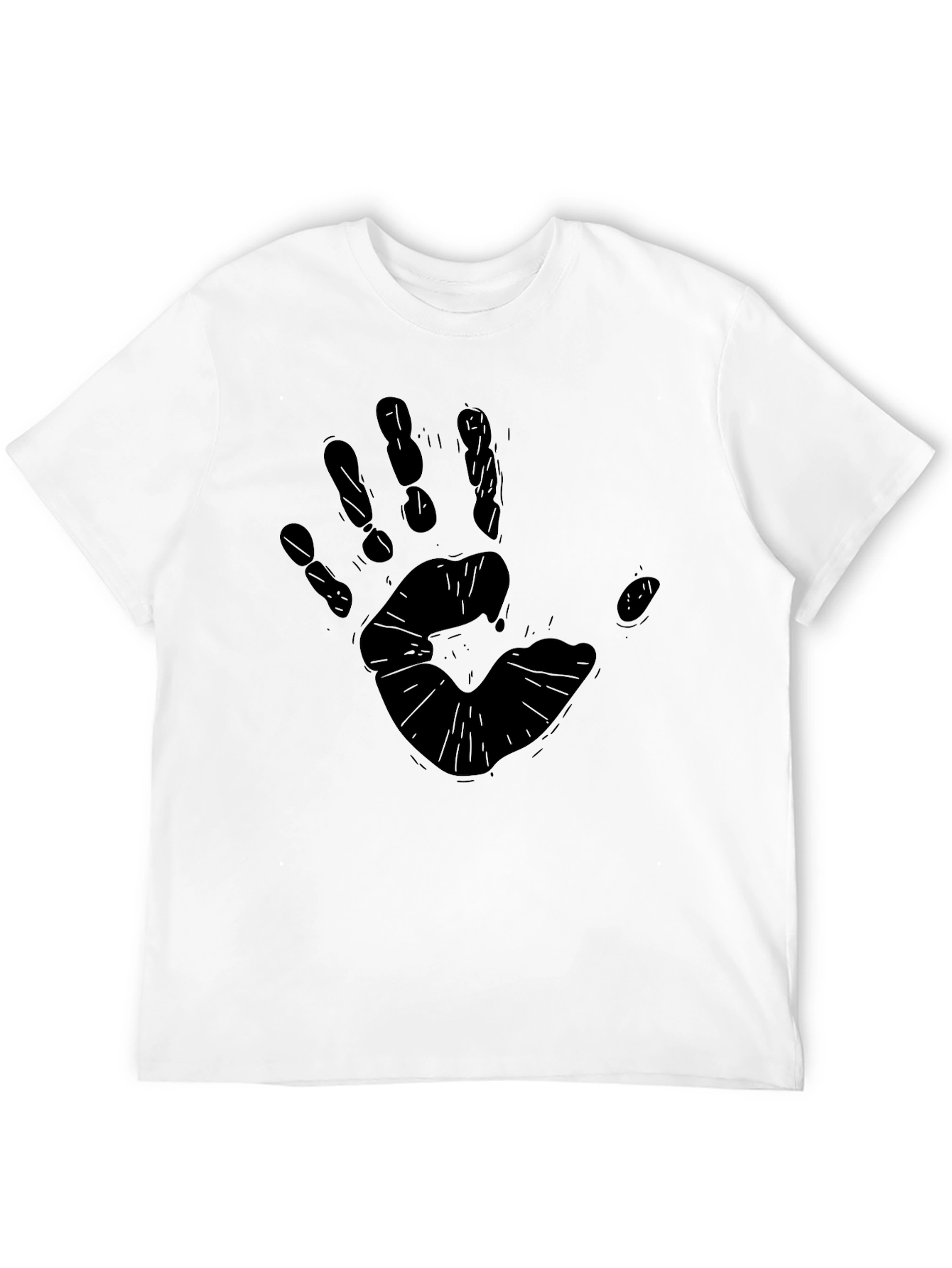 Handprint Graphic Black T-Shirt - Casual Style