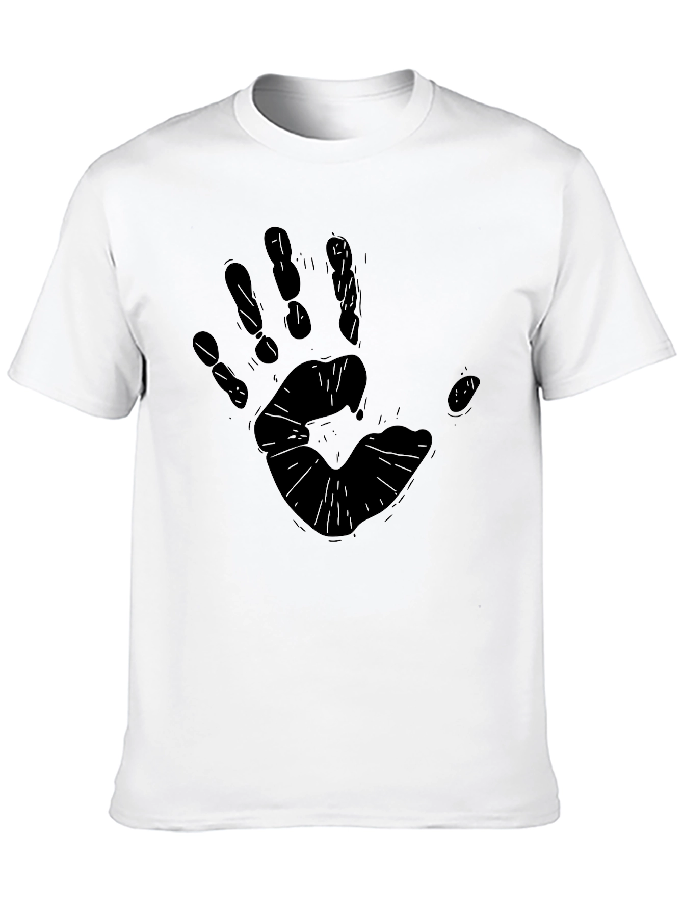 Handprint Graphic Black T-Shirt - Casual Style