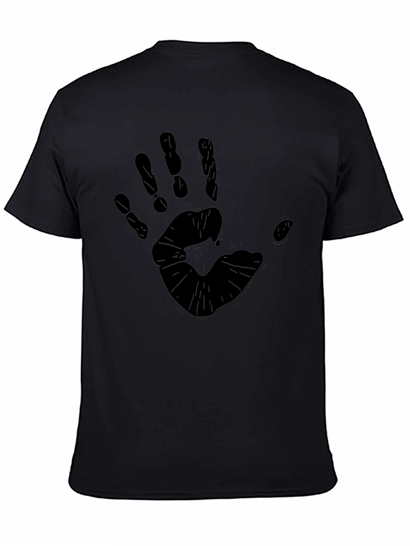 Handprint Graphic Black T-Shirt - Casual Style