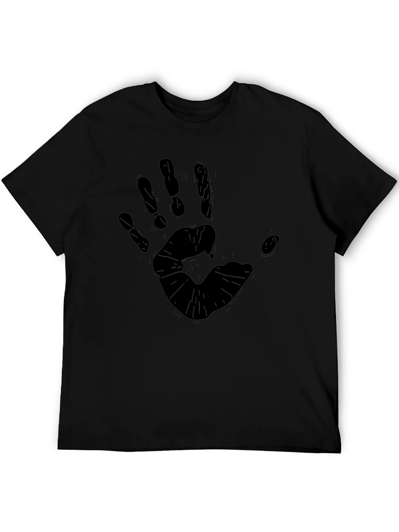 Handprint Graphic Black T-Shirt - Casual Style