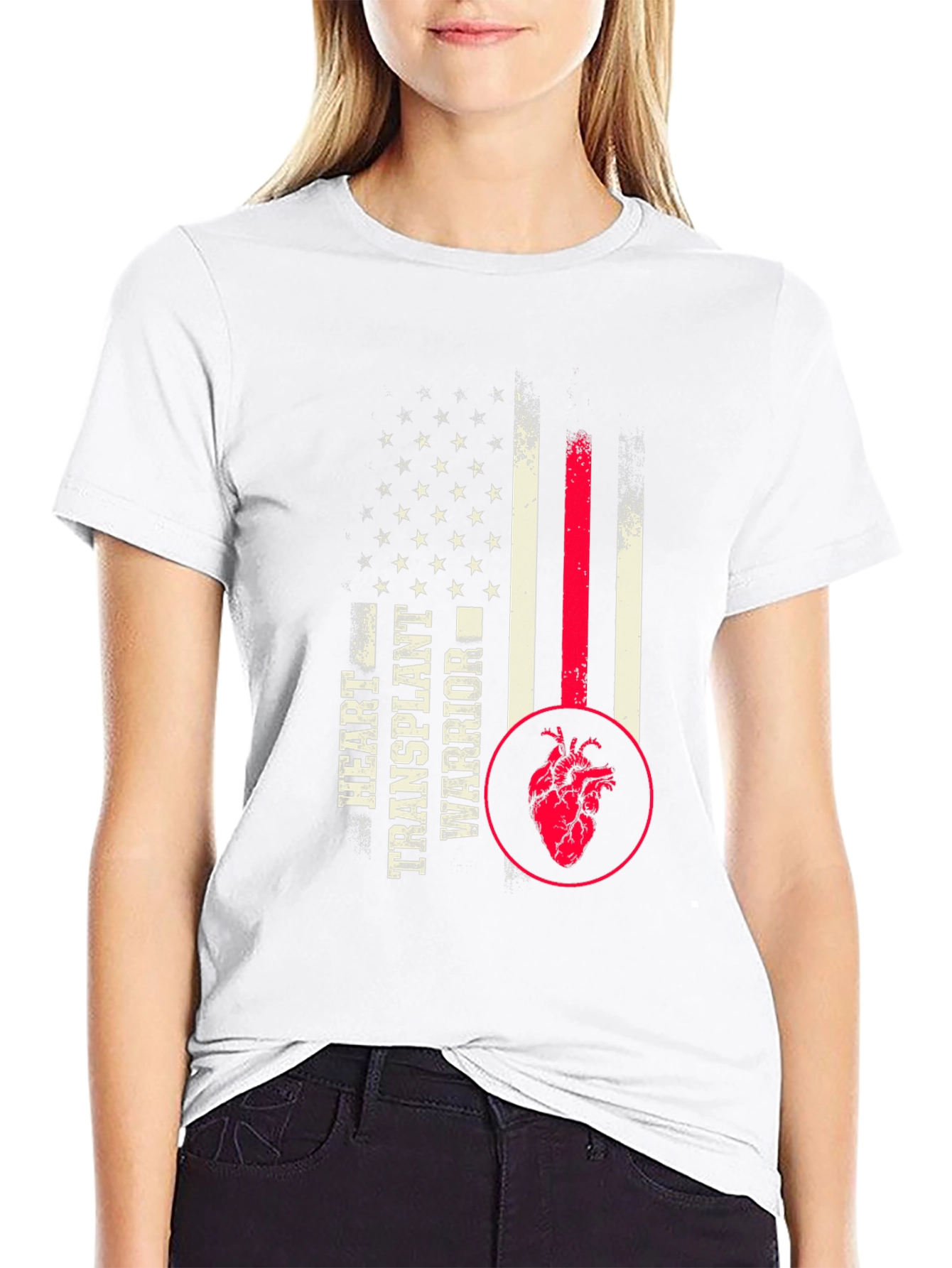 Heart Transplant Warrior USA Flag Graphic Tee
